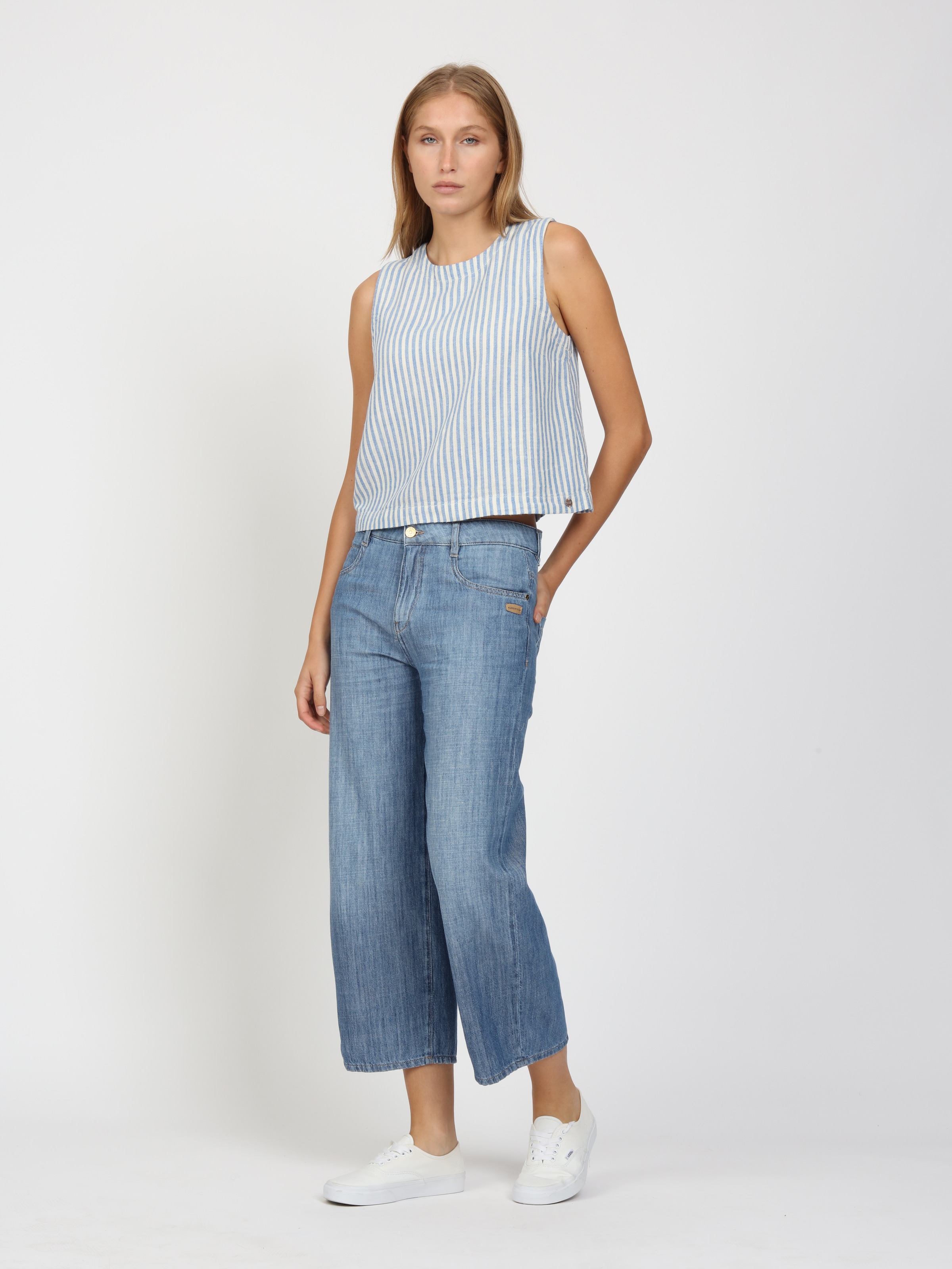 GANG Jeans large »94CAROL CULOTTE« denim clair, style 5 poches