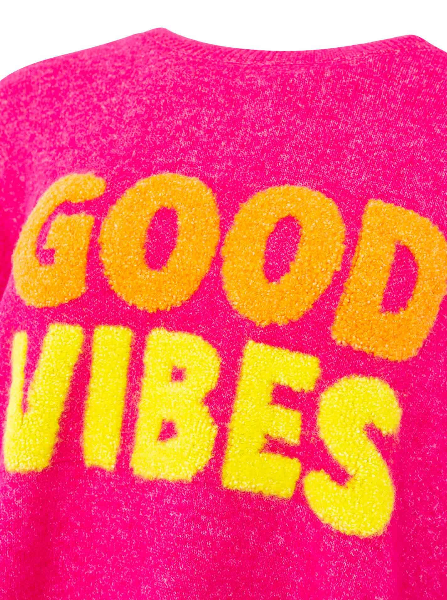 Zwillingsherz Pull en tricot »"GOOD VIBES"« farbiger Schriftzug, gestreifte Neon-Bündchen, Rundhals, Strick