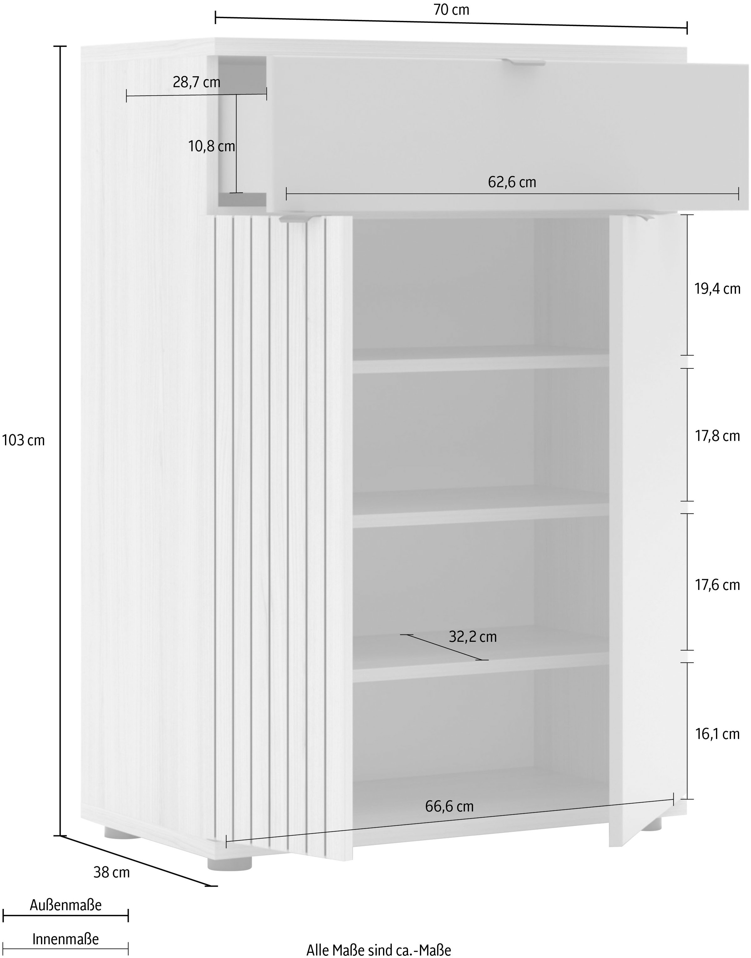 Innostyle Armoire à chaussures »PISA Schuhschrank« 1 cuis tlg. Fermeture douce, bord AB, 1 tiroir, 4 compartiments