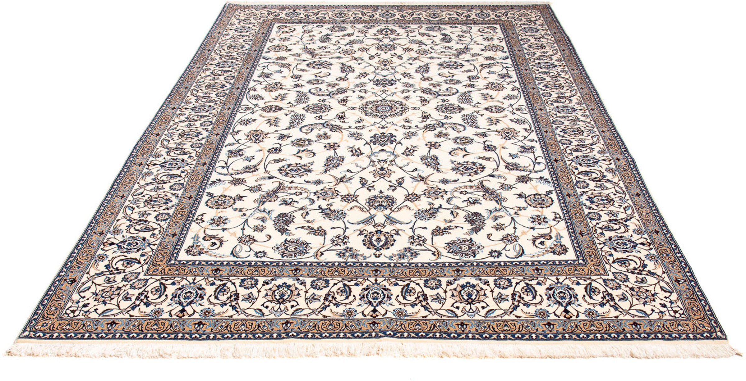 Image of morgenland Orientteppich »Perser - Nain - Premium - 255 x 172 cm - beige«, rechteckig, 6 mm Höhe, Wohnzimmer, Handgeknüpft, Einzelstück mit Zertifikat bei Ackermann Versand Schweiz