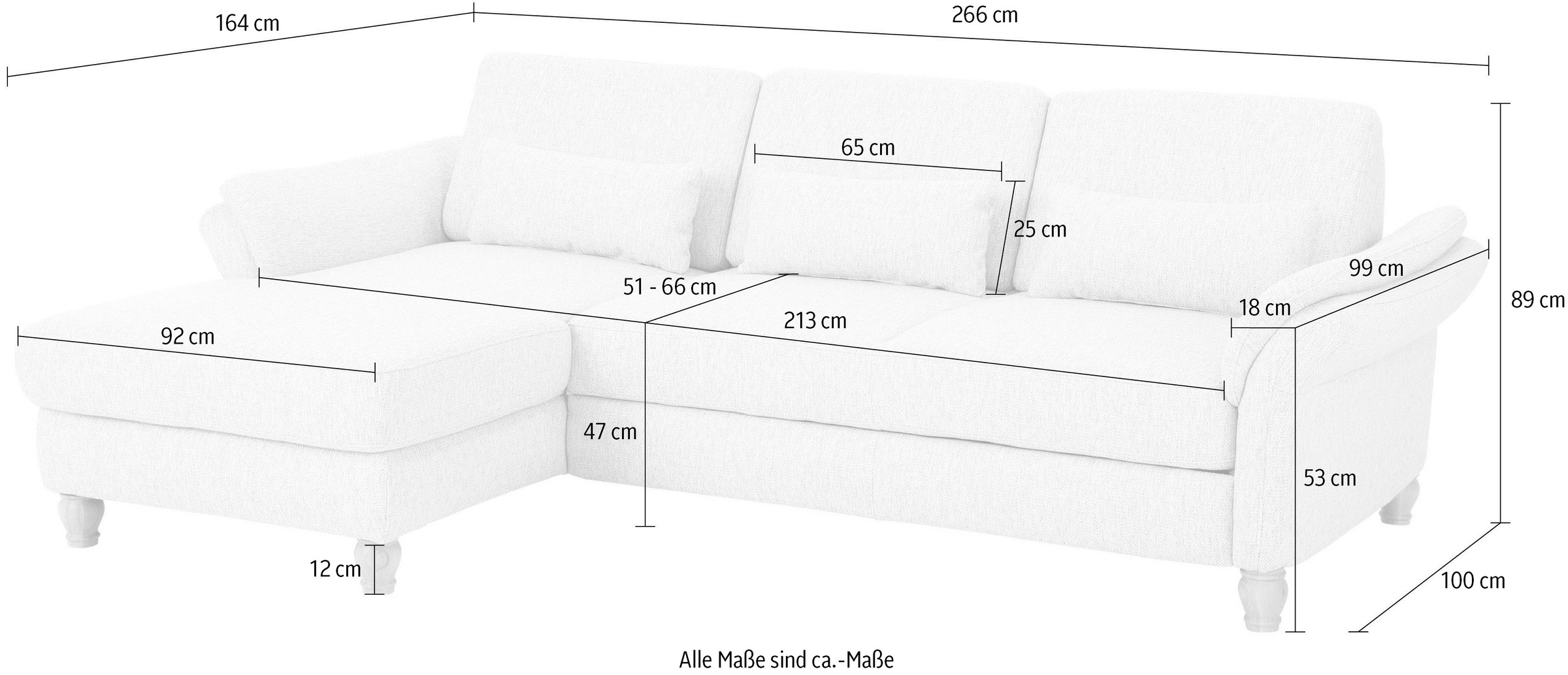 Home affaire Ecksofa »Palace L-Form«, incl. Sitztiefenverstellung, wahlweise mit Bettfunktion und Stauraum