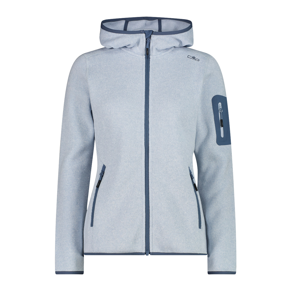 CMP Strickfleecejacke »KNITTED MELANGE HOODY WOMAN HOODY JACKET« mit Kapuze mit Reissverschlusstaschen, atmungsaktiv, schnell trocknend