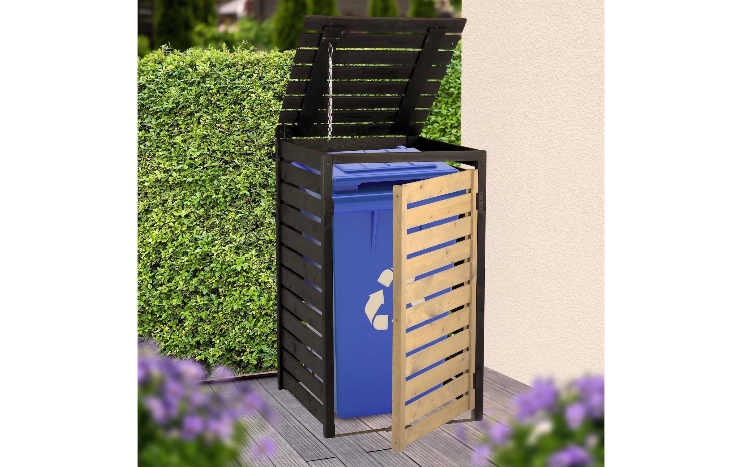 dobar Coffre à poubelles »120 L« Bausatz aus Fichtenholz für Mülltonnen