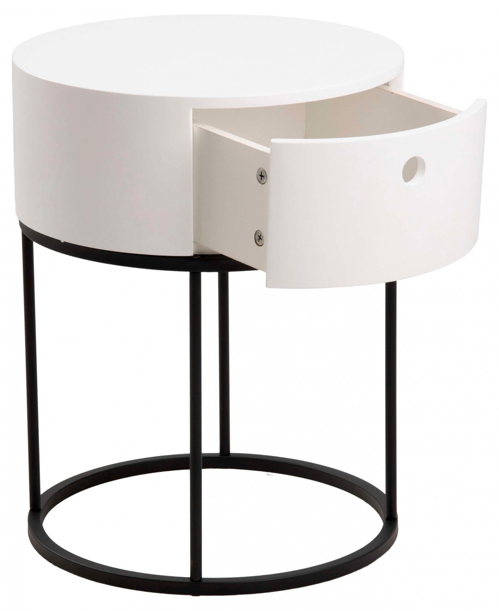ACTONA GROUP Nachttisch »Polo« 1 Stk. tlg. Nachttisch in Weiss oder Schwarz, rund, Ø 40 cm, mit 1 Schublade