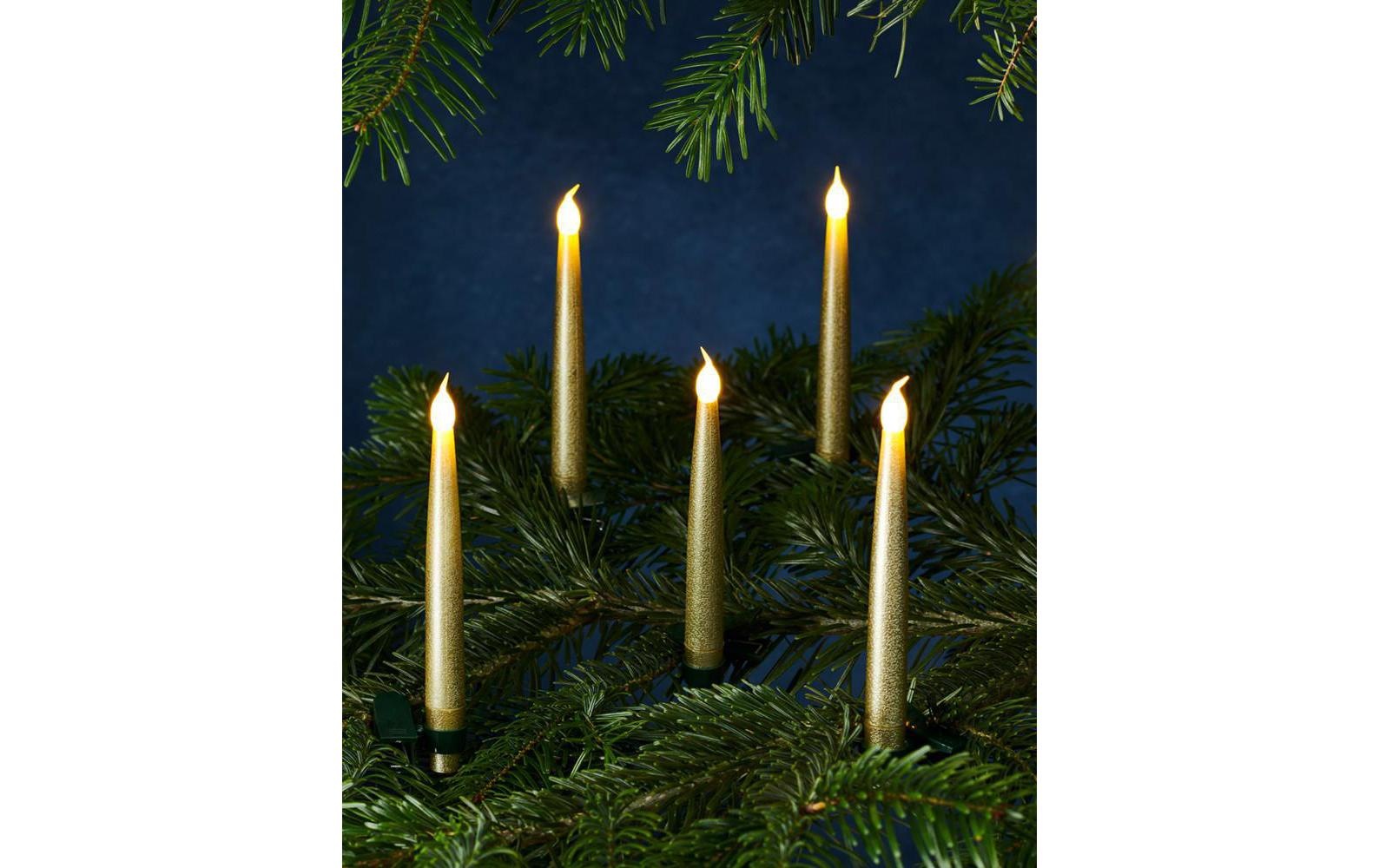 Christbaumkerzen »LED-Kerze Caroline 10er Set gold«, 10 St.-flammig, Inhalt 10 Kerzen,...
