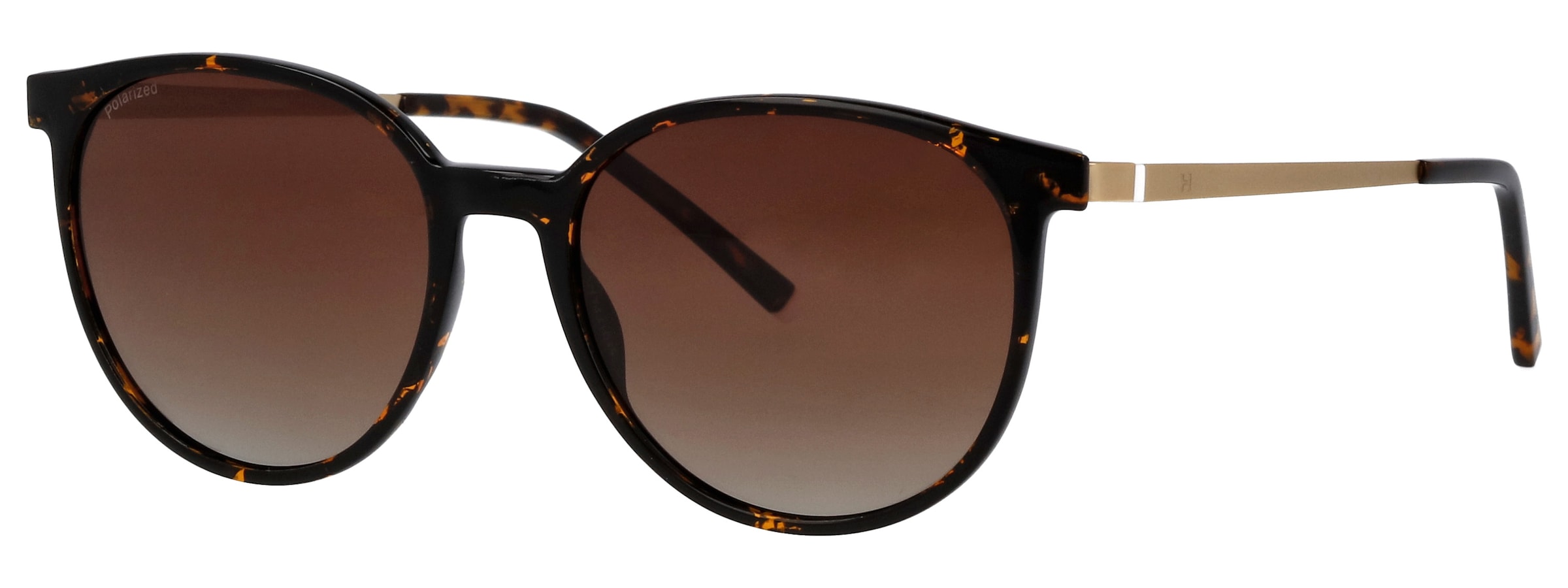 Image of HUMPHREY´S eyewear Sonnenbrille Rund, Vollrand, Verlaufstönung, Schildpatt-Optik, goldfarbene Bügel