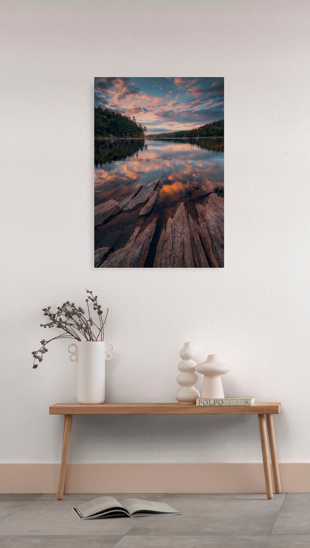Image of Komar Leinwandbild "Swedish Structures - Grösse 40 x 60 cm" Baum Berge Blumen Blätter Foto Jahreszeiten Landschaft Meer Natur Palmen Strand Packung, 1 Stk. tlg. Keilrahmenbild mi Echtholzrahmen