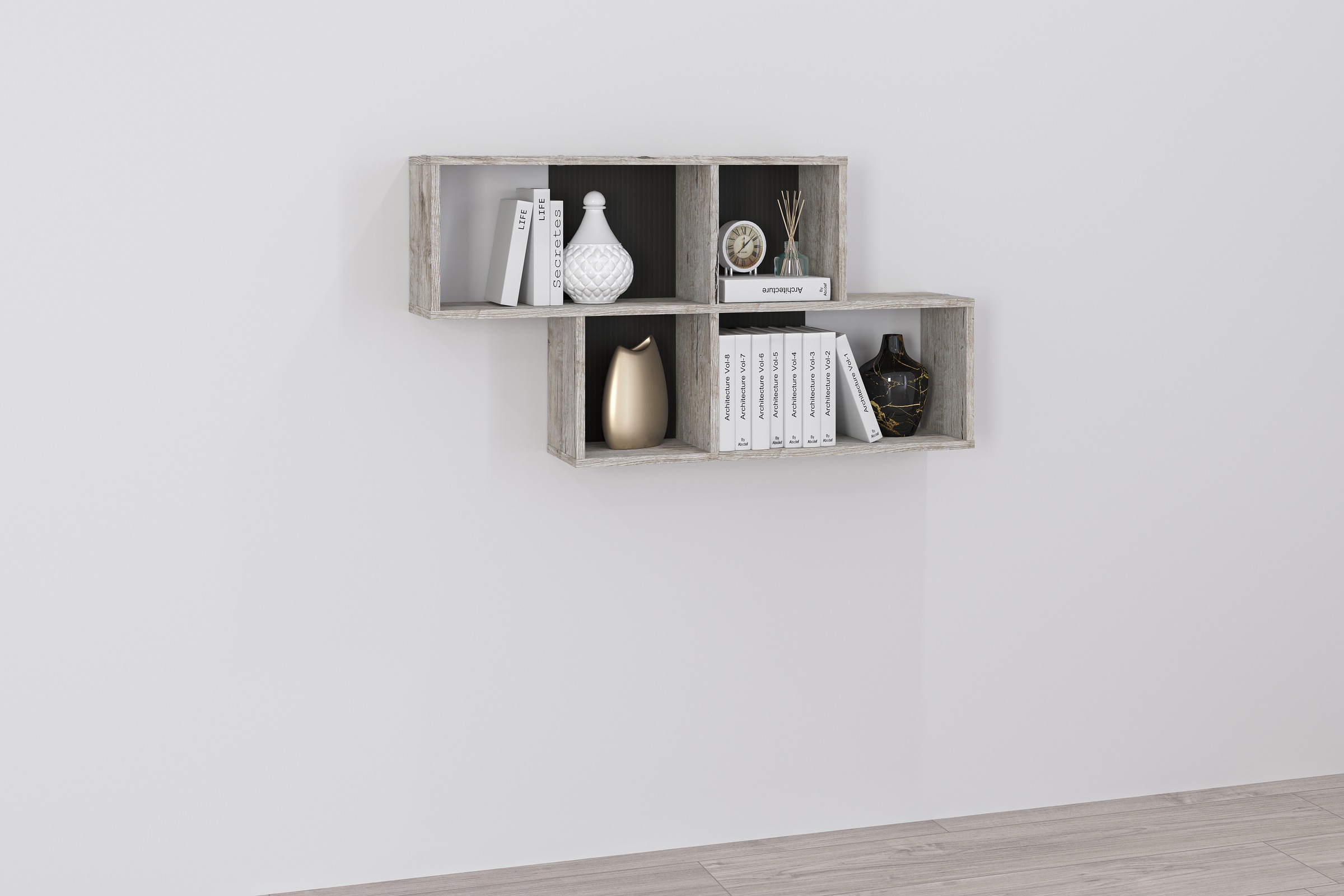 Image of FMD Wandregal "Nora" Regal kompakt für Bücher und Accessoires, 100 cm breit, 53 cm hoch