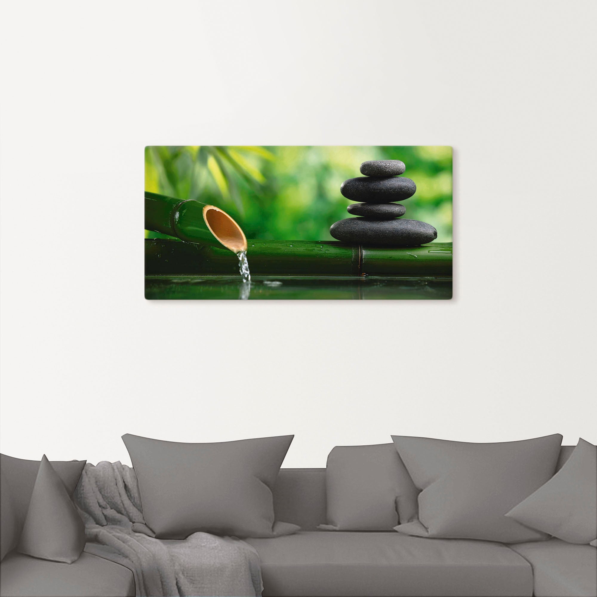 Artland Wandbild »Bambusbrunnen und Zen-Stein« Zen 1 Stk. tlg. als Alubild, Outdoorbild, Leinwandbild, Poster, Wandaufkleber