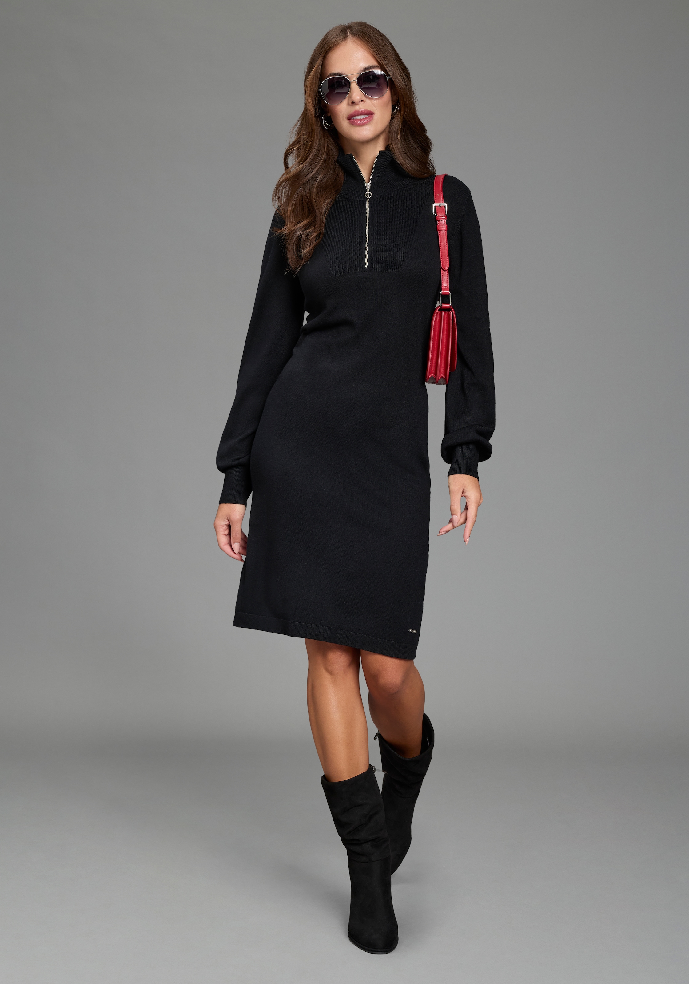 Laura Scott Robe en tricot avec col Troyer en forme mini