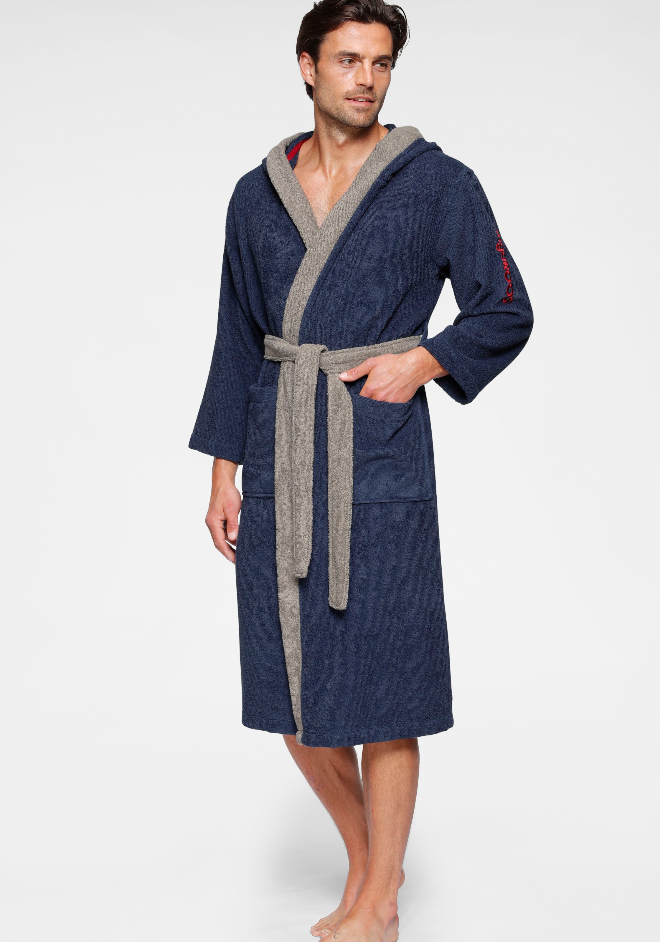 Image of KangaROOS Unisex-Bademantel »Henry«, (1 St.), für Damen & Herren, mit Kapuze & Logostickerei, lang bei Ackermann Versand Schweiz