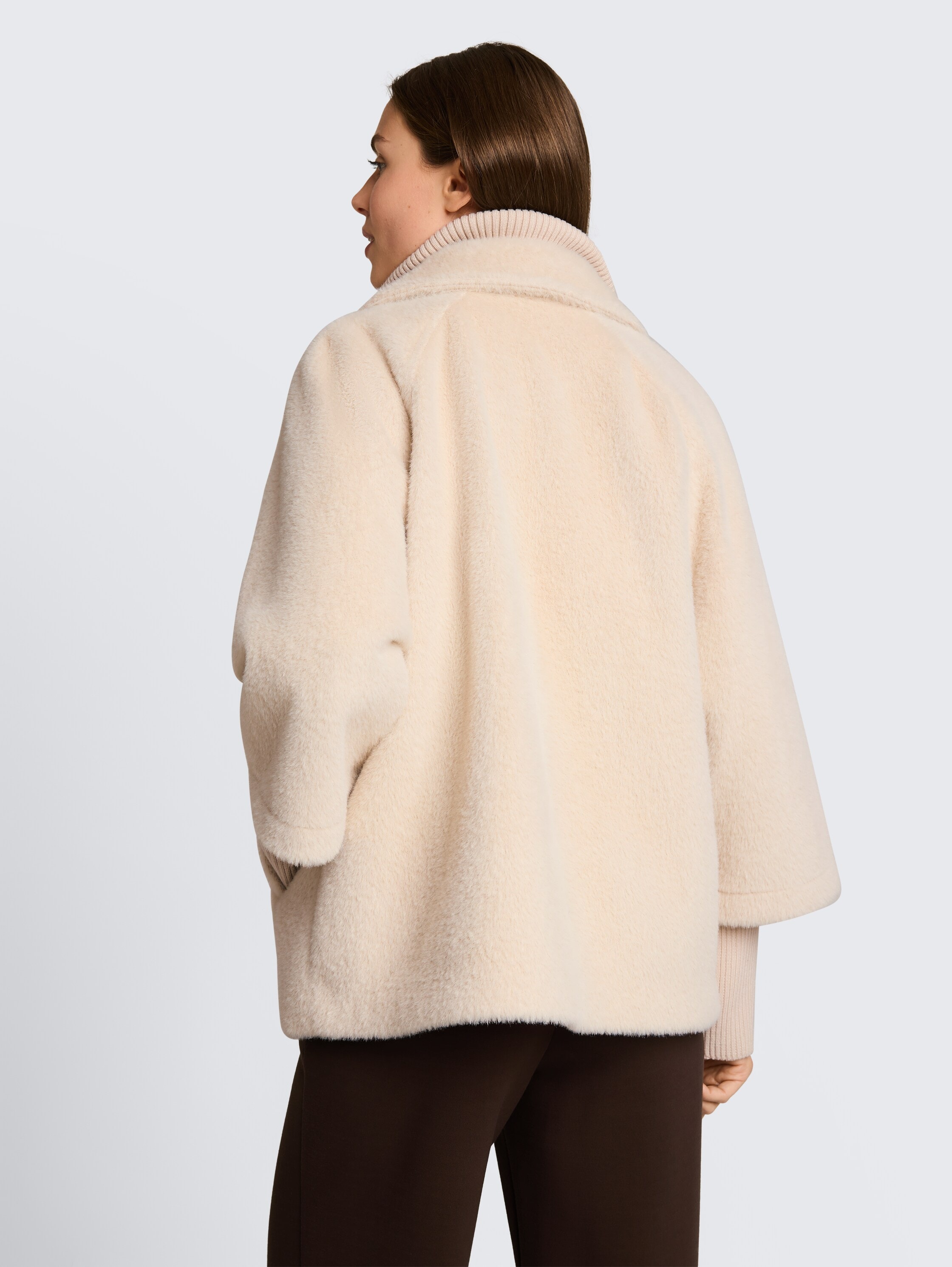 TOM TAILOR Fellimitatjacke »Regular« ohne Kapuze mit Reverskragen und Stehkragen-Inlay  und Knopfleiste