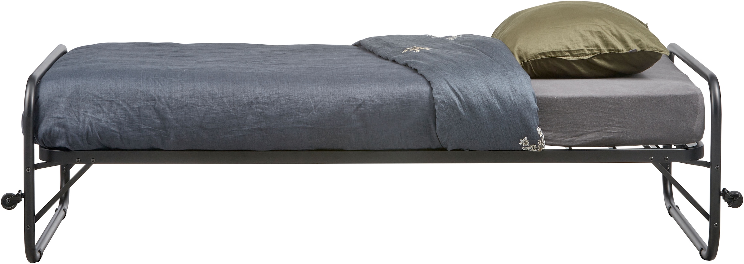 WOOOD Bettgestell »Lucy Metallrahmen pulverbeschichtet zusammenklappbar, 206 x 96 x 57 cm« Eingeklappt 30 cm hoch, Tragkraft 150 kg, Matratzenmass 90x200 cm