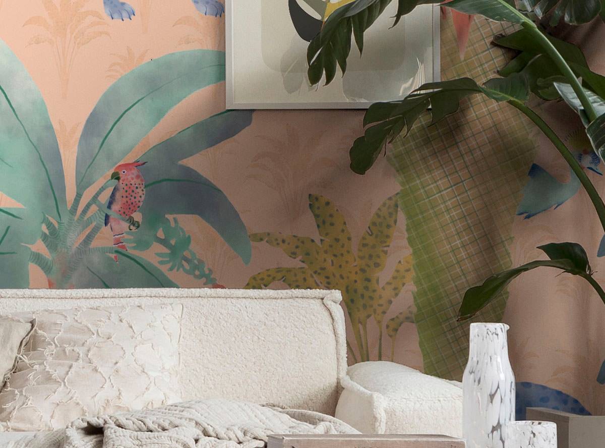 Komar Fototapete »Digitaldruck Vlies - Safari Pattern - Grösse 300 x 250 cm«, bedruckt, Wohnzimmer, Schlafzimmer