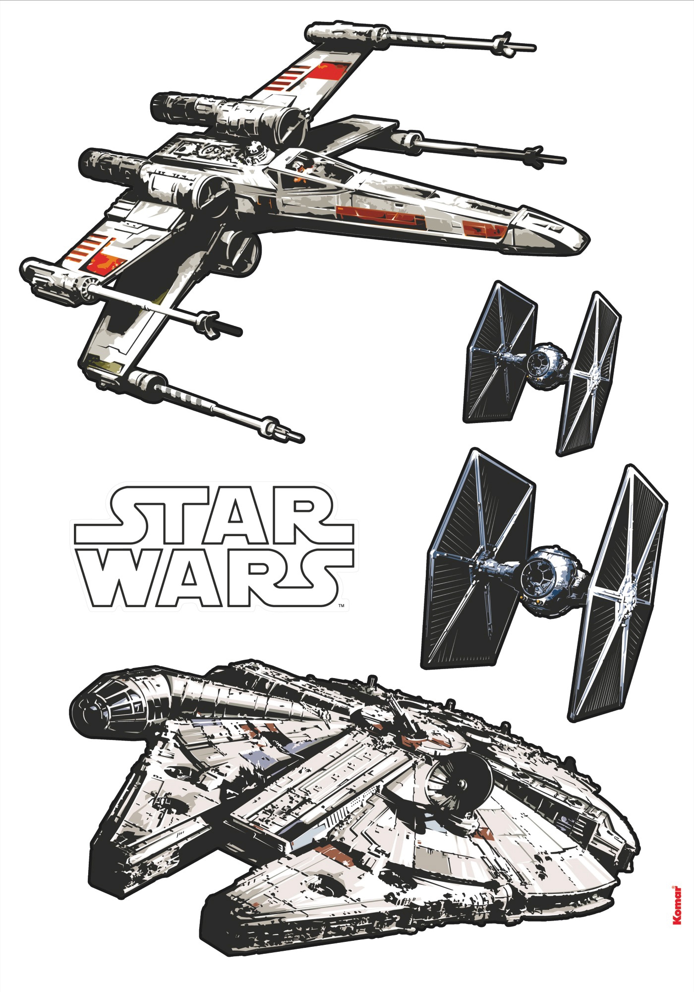 Wandtattoo »Star Wars Spaceships«, (5 St.), 100x70 cm (Breite x Höhe), selbstklebendes...