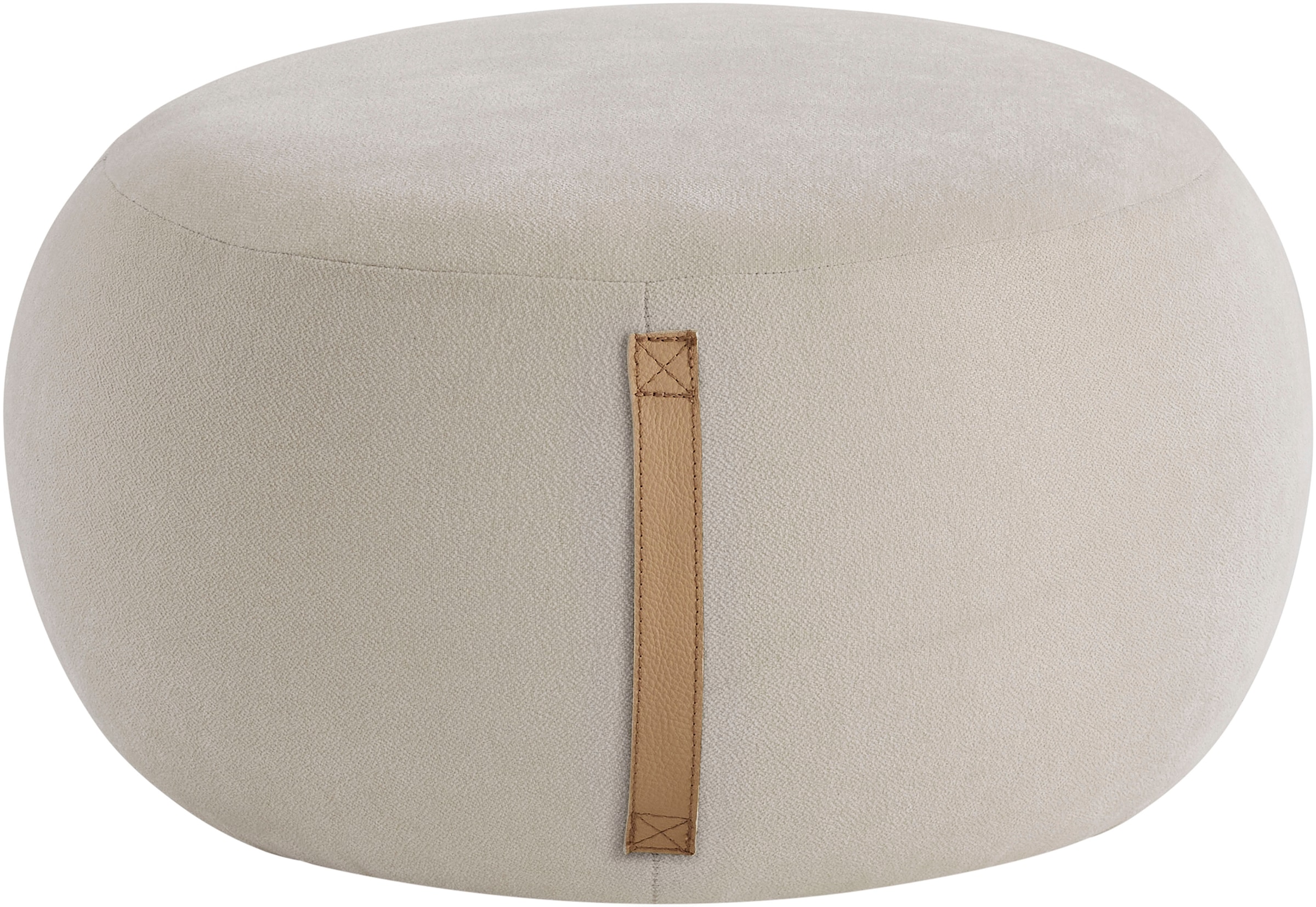 s.Oliver Tabouret »Finnian, moderner Designhocker mit Lederriemen, softes Design« hochwertig, zum Wohlfühlen in Luxus-Microfaser/Struktur oder in Bouclé