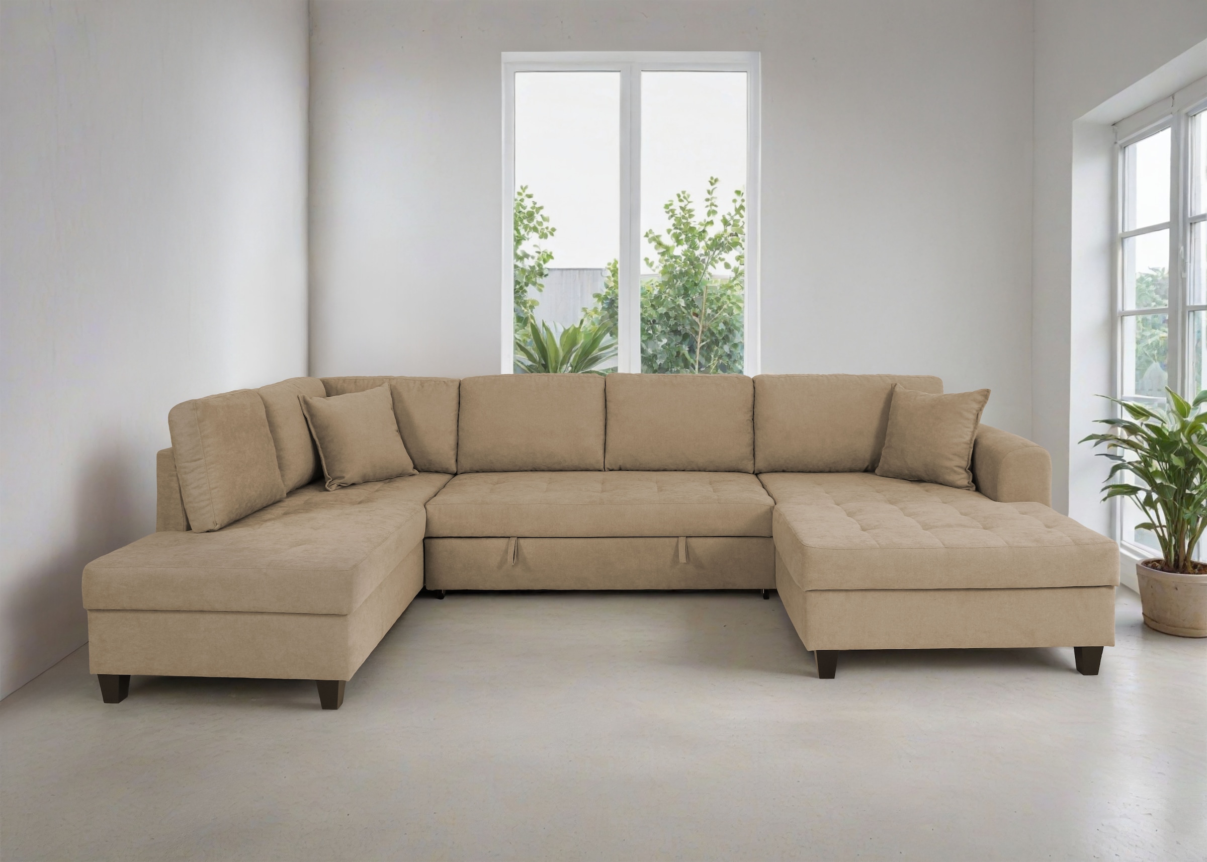 Trends by HG Paysage de salon »Moritz U-Form, B: 324 cm« mit Bettfunktion, Bettkasten & Zierkissen