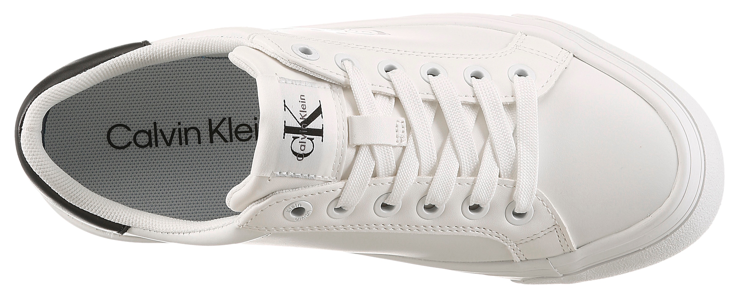 Calvin Klein Baskets à plateforme »VULC FLATFORM LACEUP LOW LTH«  Chaussure à lacets, chaussure basse, chaussure décontractée avec inscription logo latérale