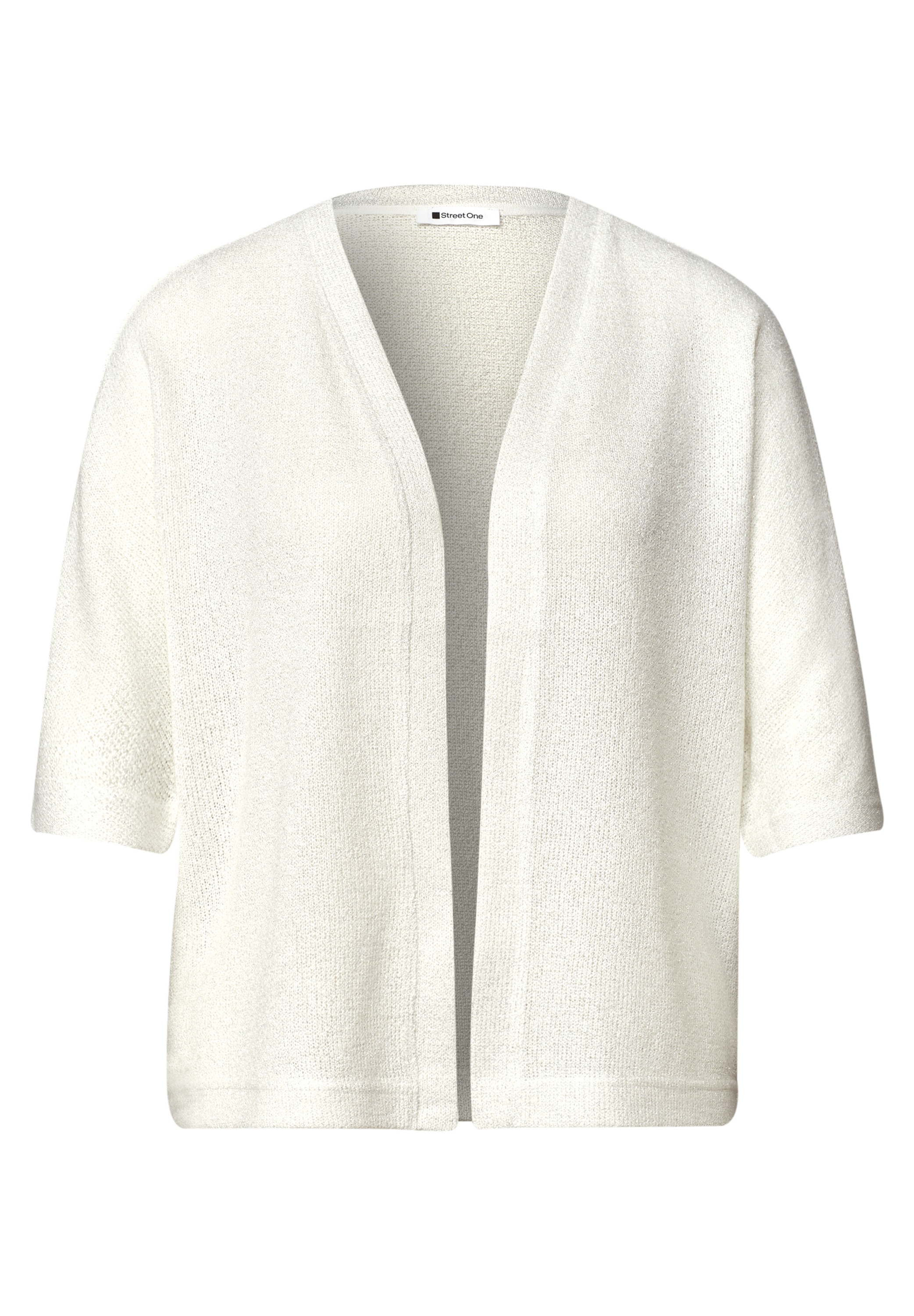 STREET ONE Strickjacke Kurzarm Jacke im Strick-Look mit Glitzer
