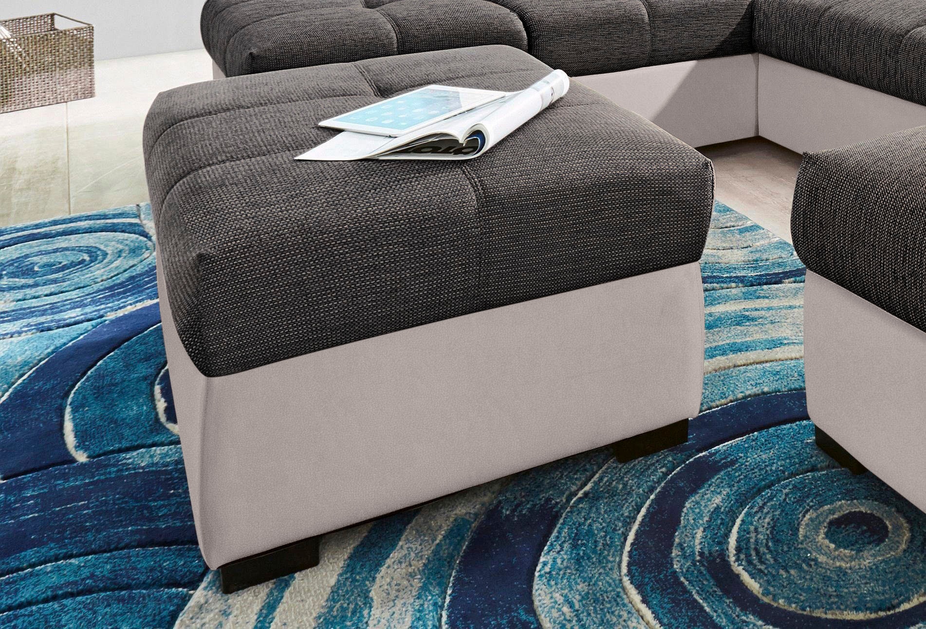 COTTA Polstergarnitur »Speedway L-Form«, (Set), Set bestehend aus: Ecksofa mit Kopfteilverstellung & Hocker