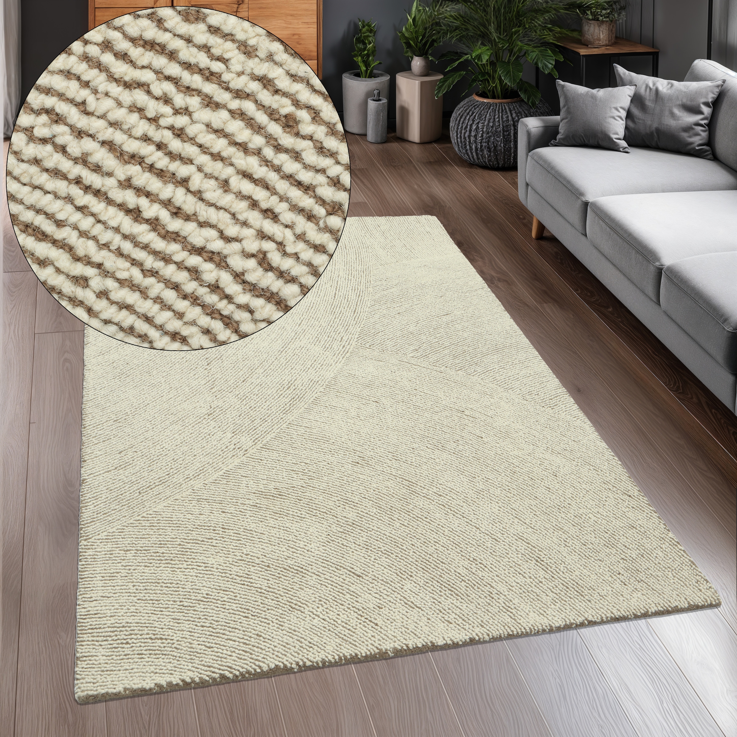 GOODproduct Tapis en laine »Liviaa, handgewebt, Wolle« Rectangulaire 18 mm Höhe Zen, Skandi, Hygge, nature, salon, chambre, salle à manger