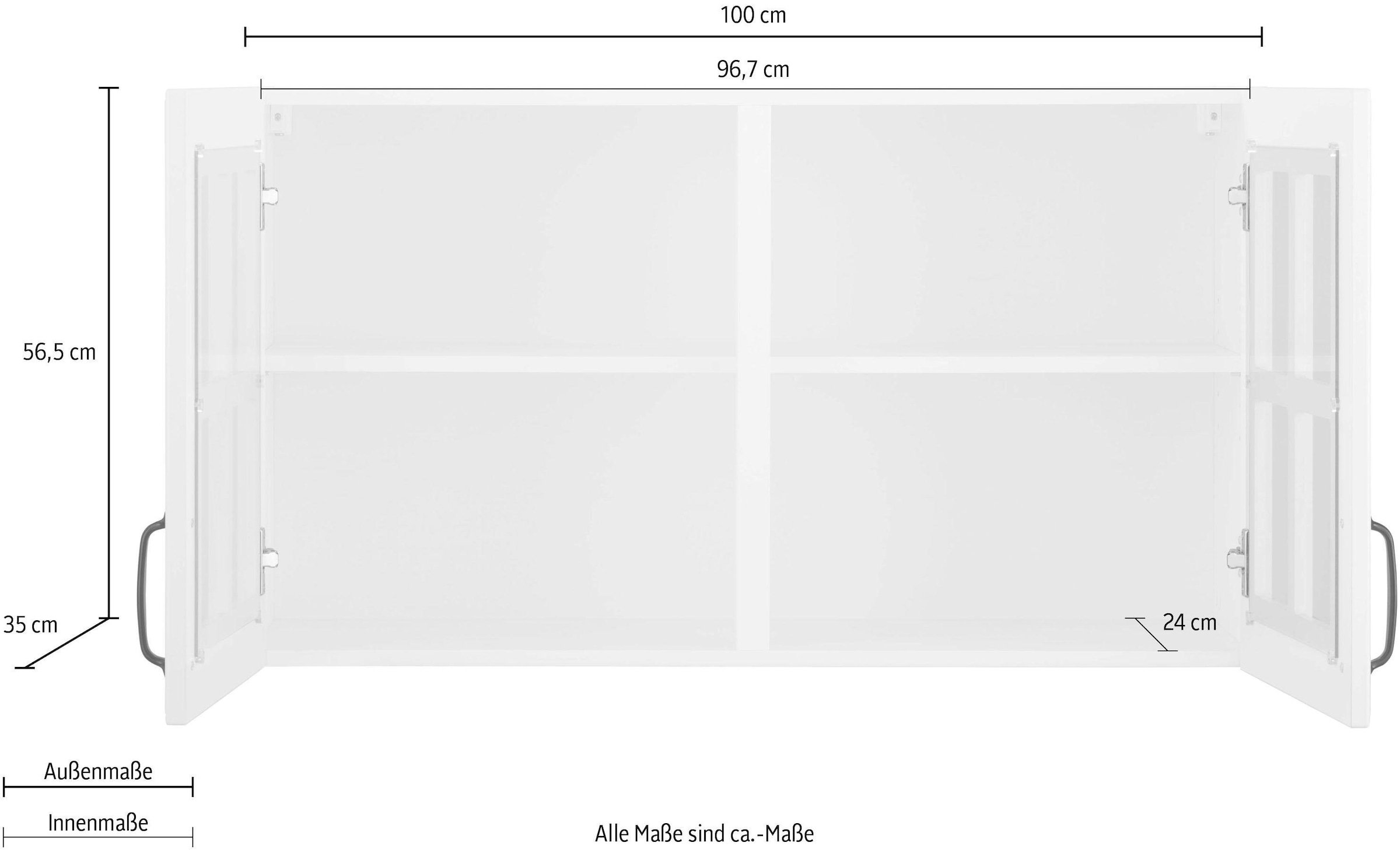 wiho Küchen Armoire suspendue en verre »Erla, TOPSELLER« Front mit Glaseinsatz