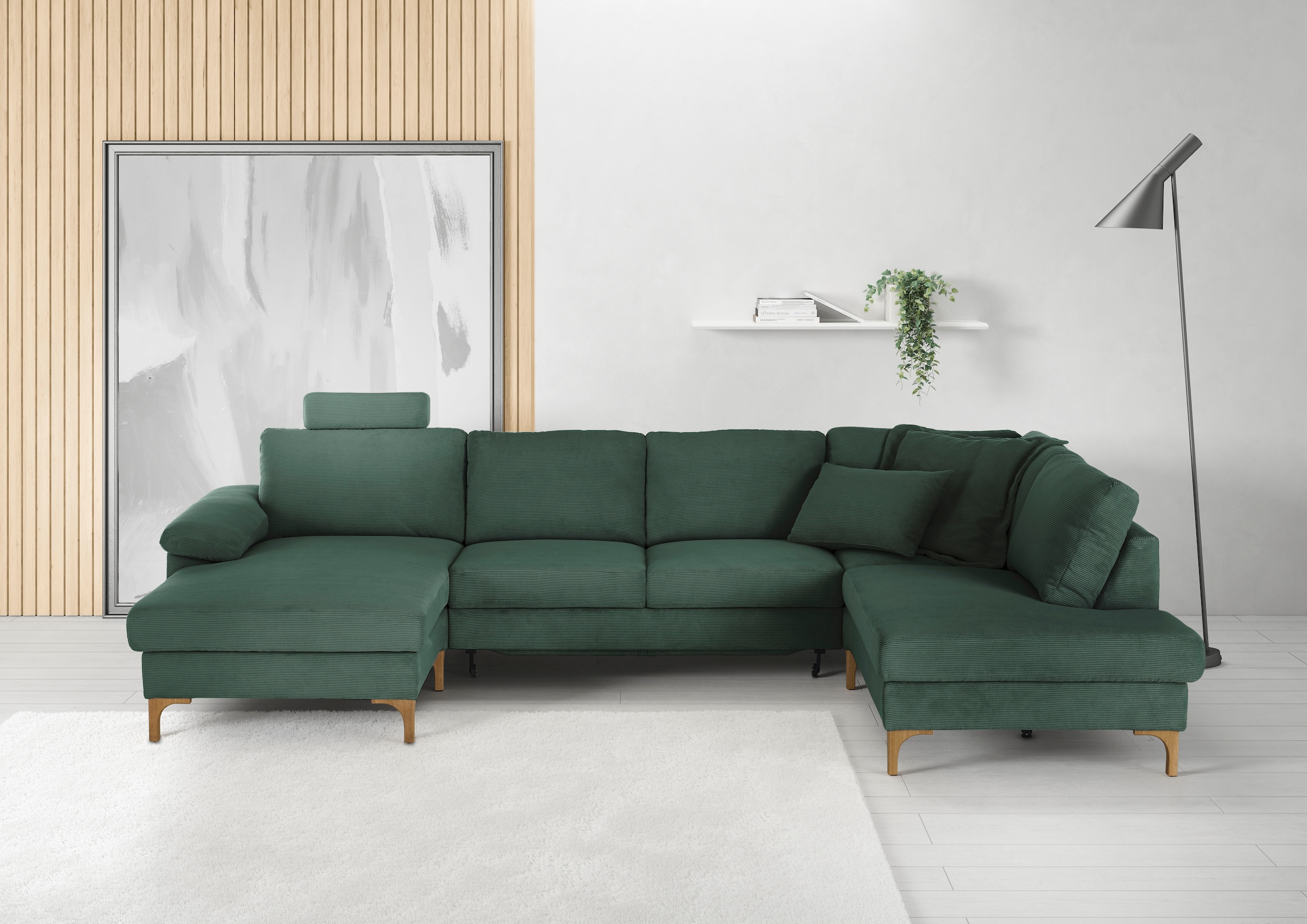 Image of 3C Candy Wohnlandschaft "Lecce, wahlweise PUR-Schaumstoff oder Tonnentaschenfederkern U-Form" Bettkasten in Umbauecke und Longchair, sowie Querschläfer im 2-Sitzer