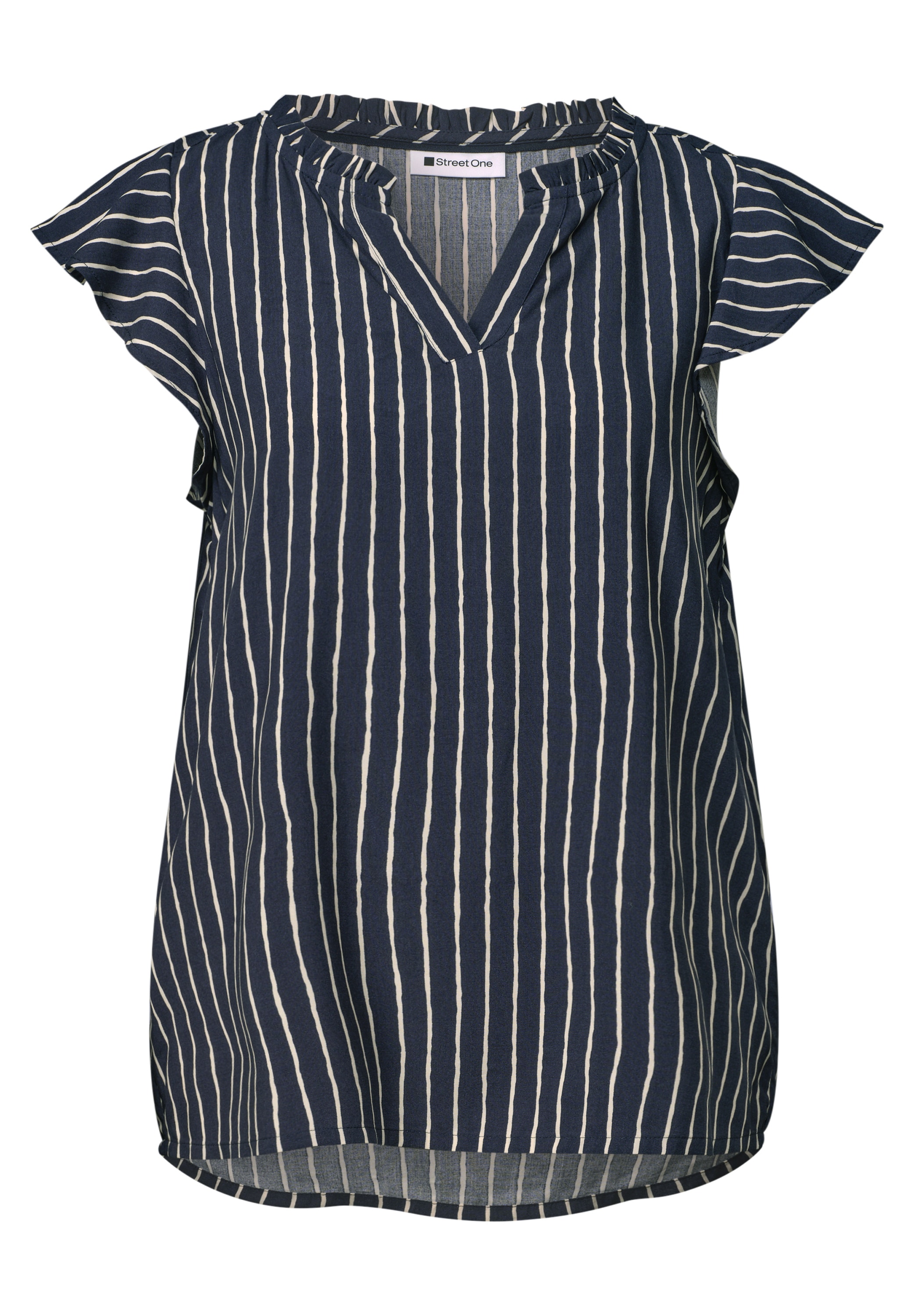 STREET ONE Blouse à manches courtes blouse d'été avec motif graphique et manches à volants