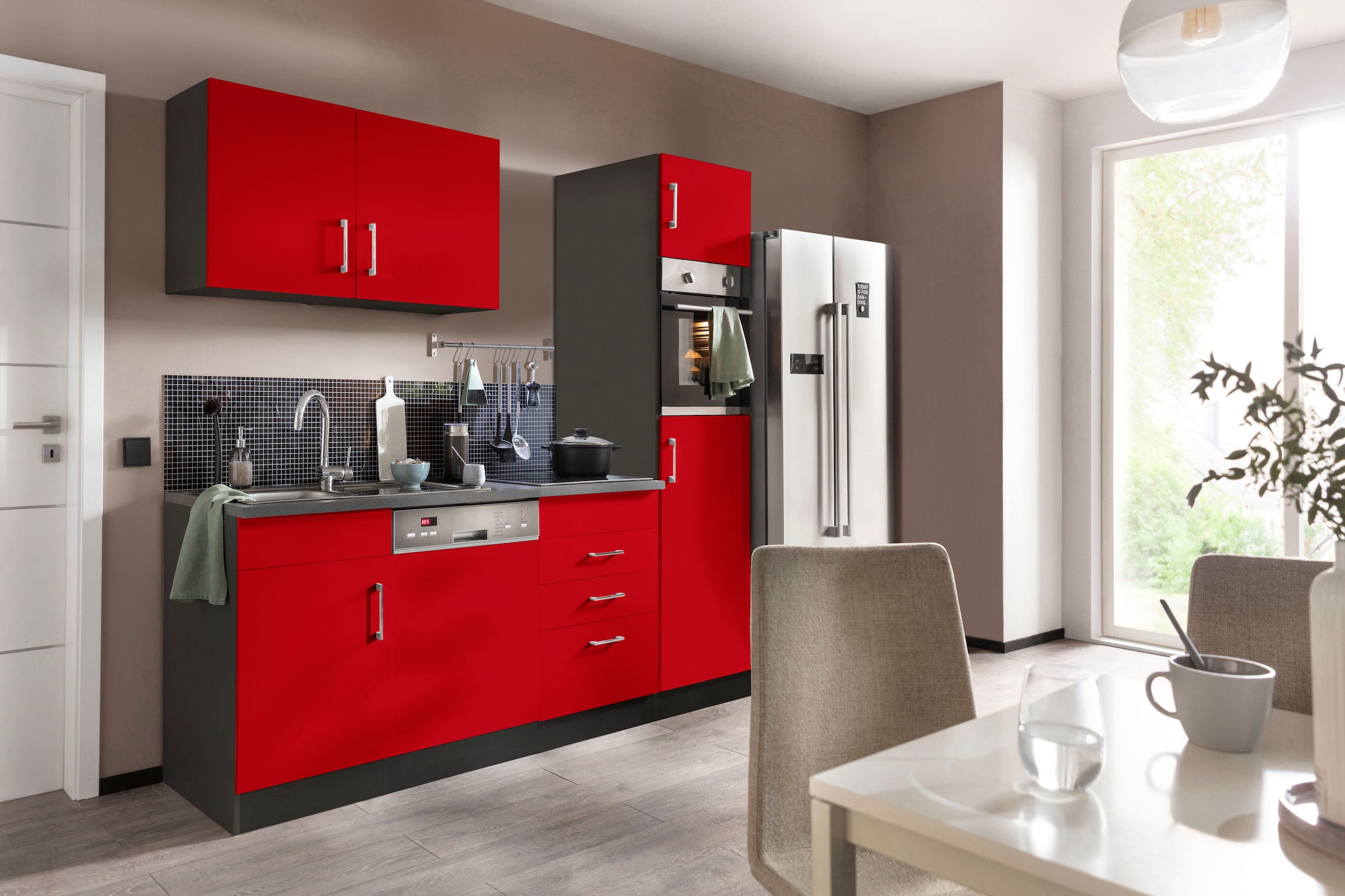KOCHSTATION Kitchenette »KS-Paris« largeur 230 cm, au choix avec appareils électriques et induction