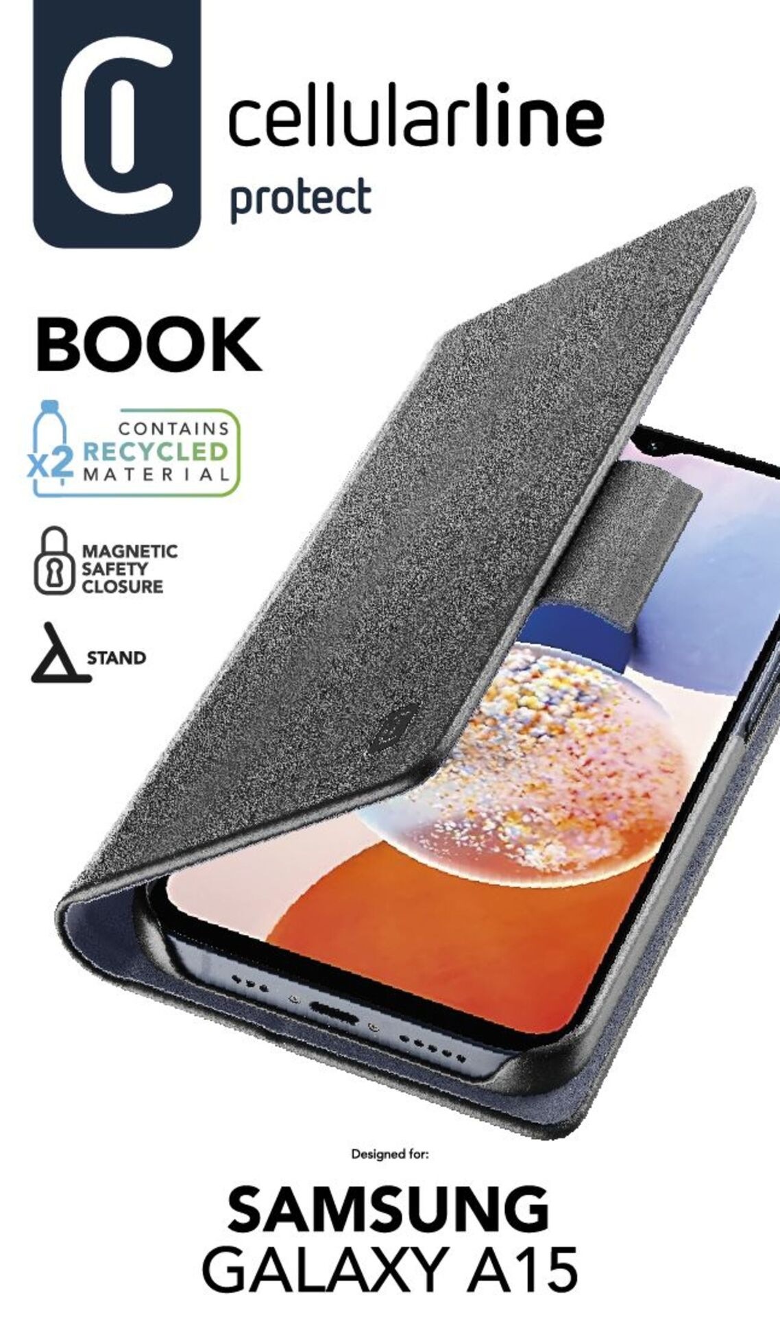 Cellularline Flip Case »Book Case für Samsung Galaxy A15 5G«, Bookcover, Schutzhülle, Smartphonehülle, stossfest