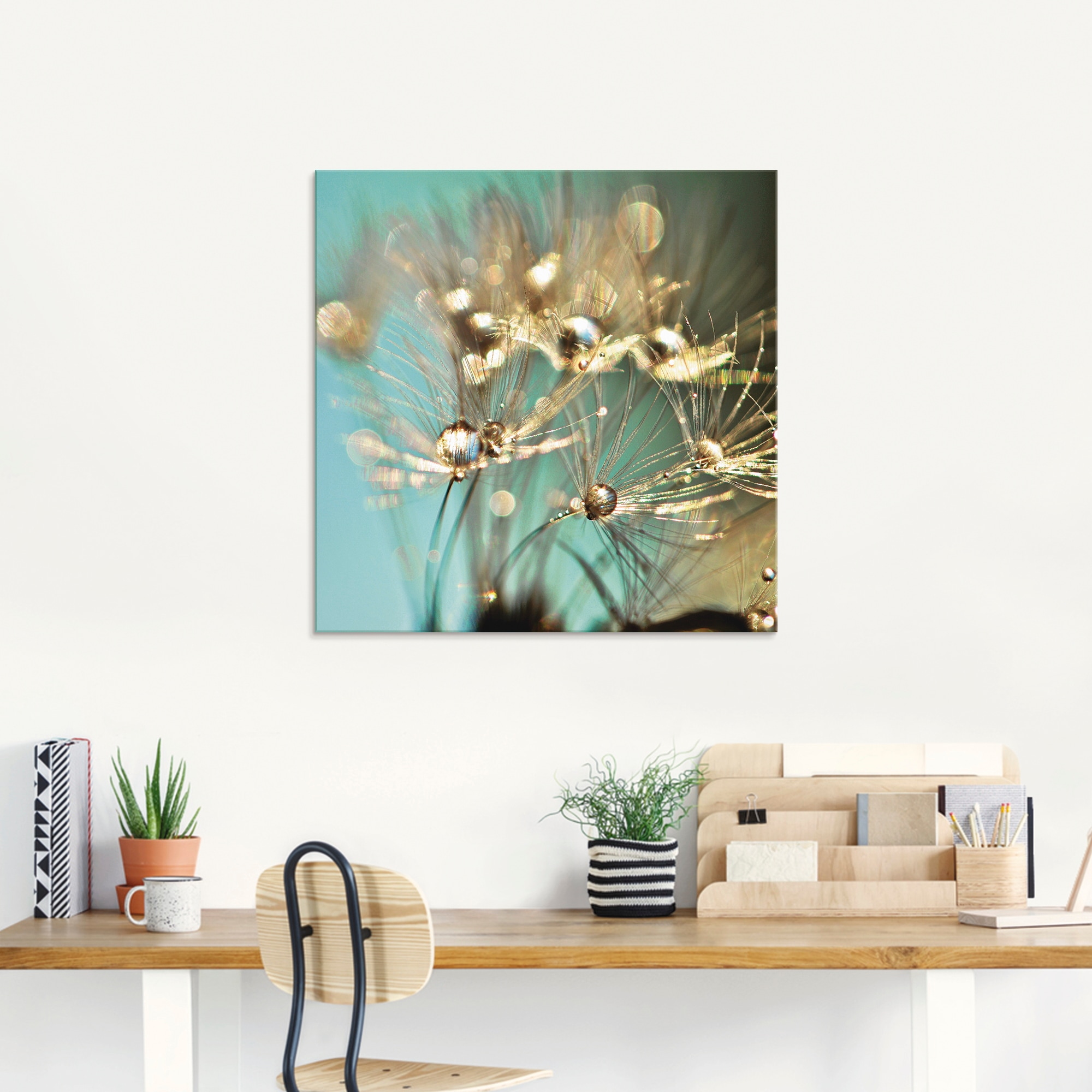Artland Glasbild »Pusteblume Grössen kaufen glänzendes verschiedenen Blumen, in St.), (1 Gold«