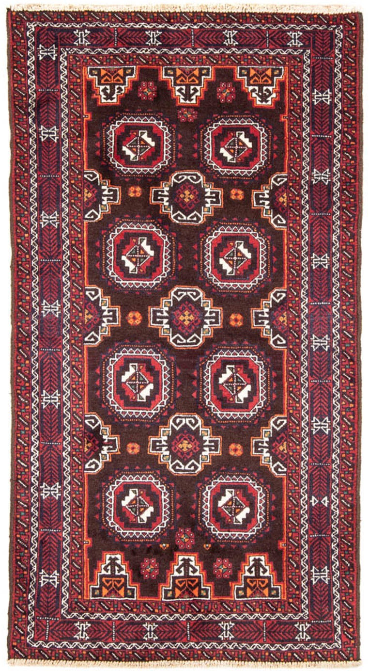 Image of morgenland Hochflor-Läufer »Belutsch Durchgemustert Rosso 192 x 101 cm«, rechteckig, 0,8 mm Höhe, Handgeknüpft bei Ackermann Versand Schweiz