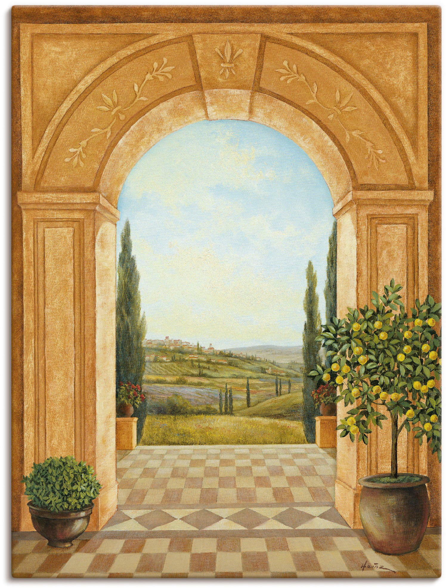 Image of Artland Leinwandbild "Ausblick mit Zitronenbaum" Fensterblick 1 Stk. tlg. als Leinwandbild, Wandaufkleber in verschied. Grössen