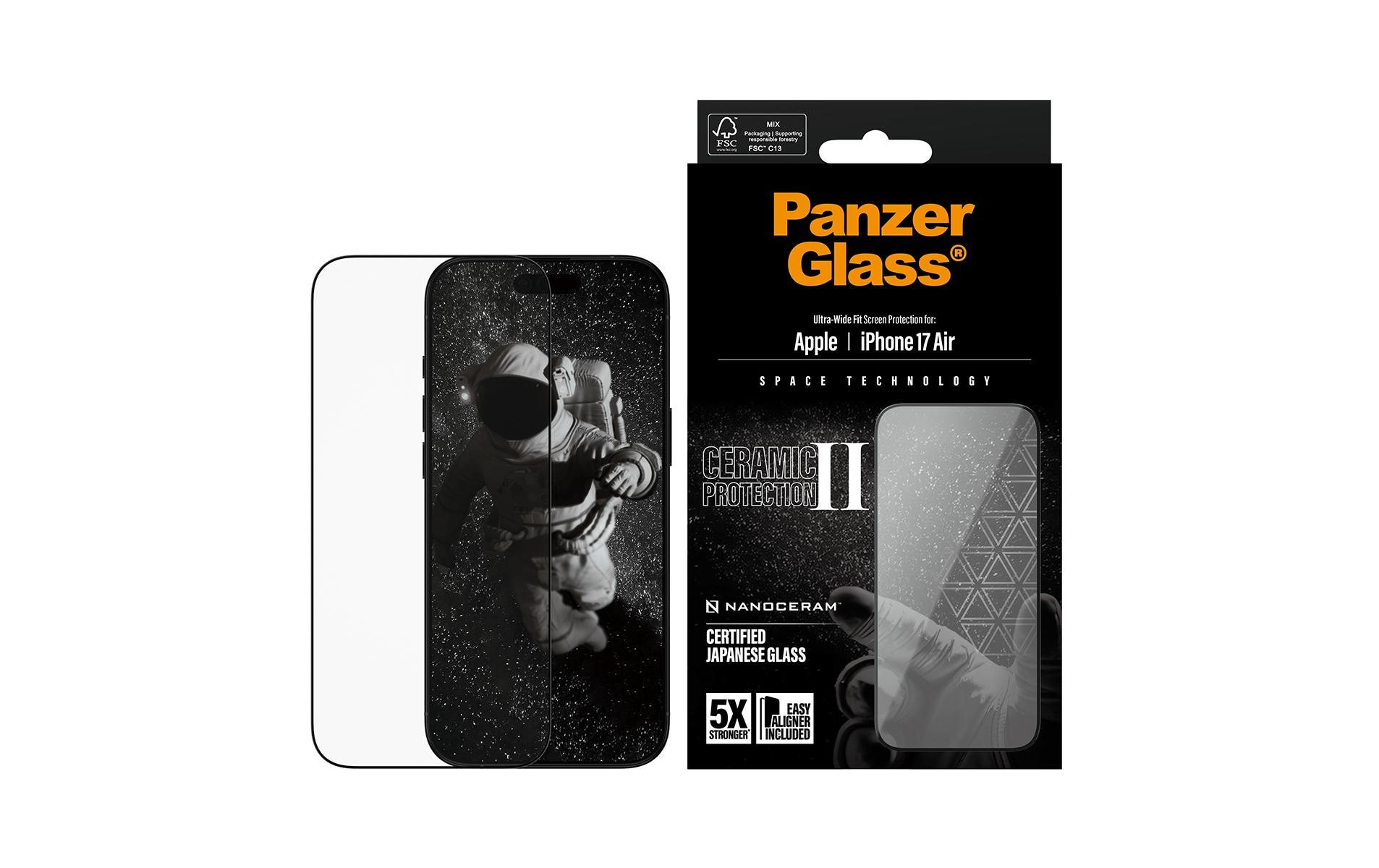 PanzerGlass Film de protection d'écran »Ceramic II Ultra-Wide Fit Screen Protector« für Apple iPhone Air Displayschutzfolie, Schutzfolie, Bildschirmschutz, kratz- & stossfest