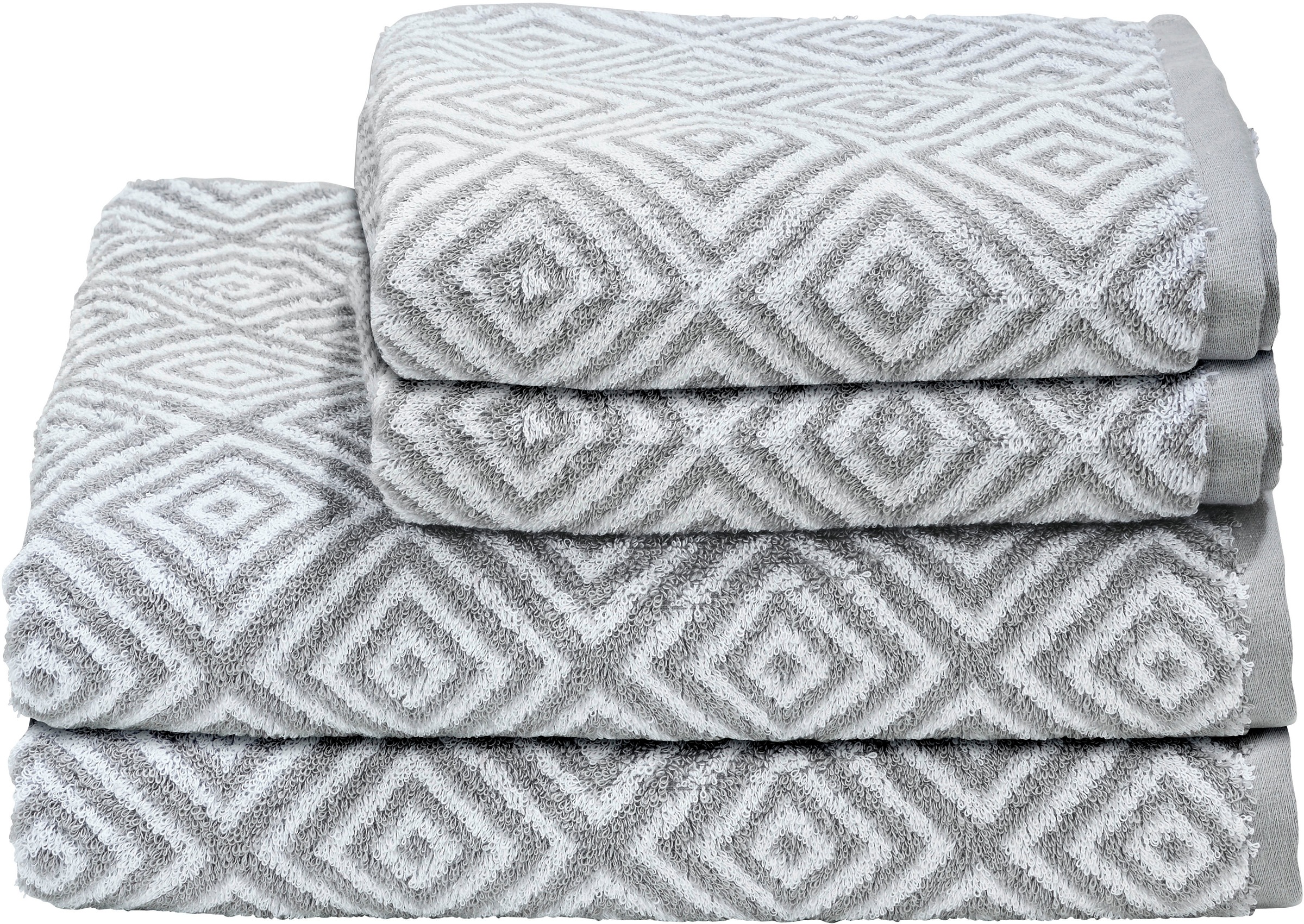 Image of done.® Handtuch Set »Daily Shapes Diamond«, Set, 4 tlg., Jacquard-Walkfrottier, Jacquardgewebe, modernes Rauten Muster, in verschiedenen Set Varianten erhältlich bei Ackermann Versand Schweiz