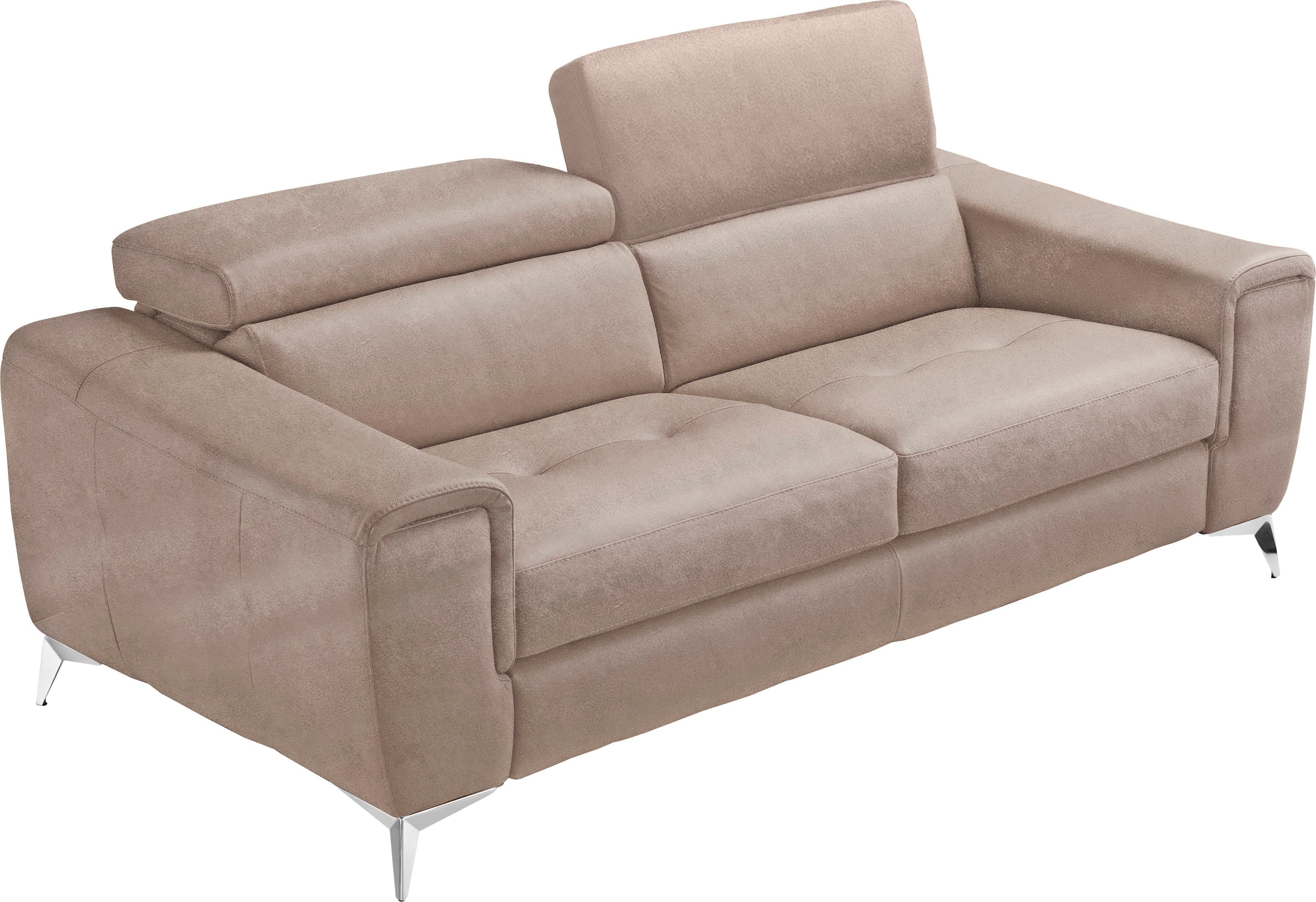 Image of Egoitaliano Schlafsofa "Francine Designsofa, Loungesofa mit Dauerschlaffunktion, Breite 233 cm" Bettfunktion, Luxus-Microfaser Lederoptik, opal grau, Fussfarbe chrom