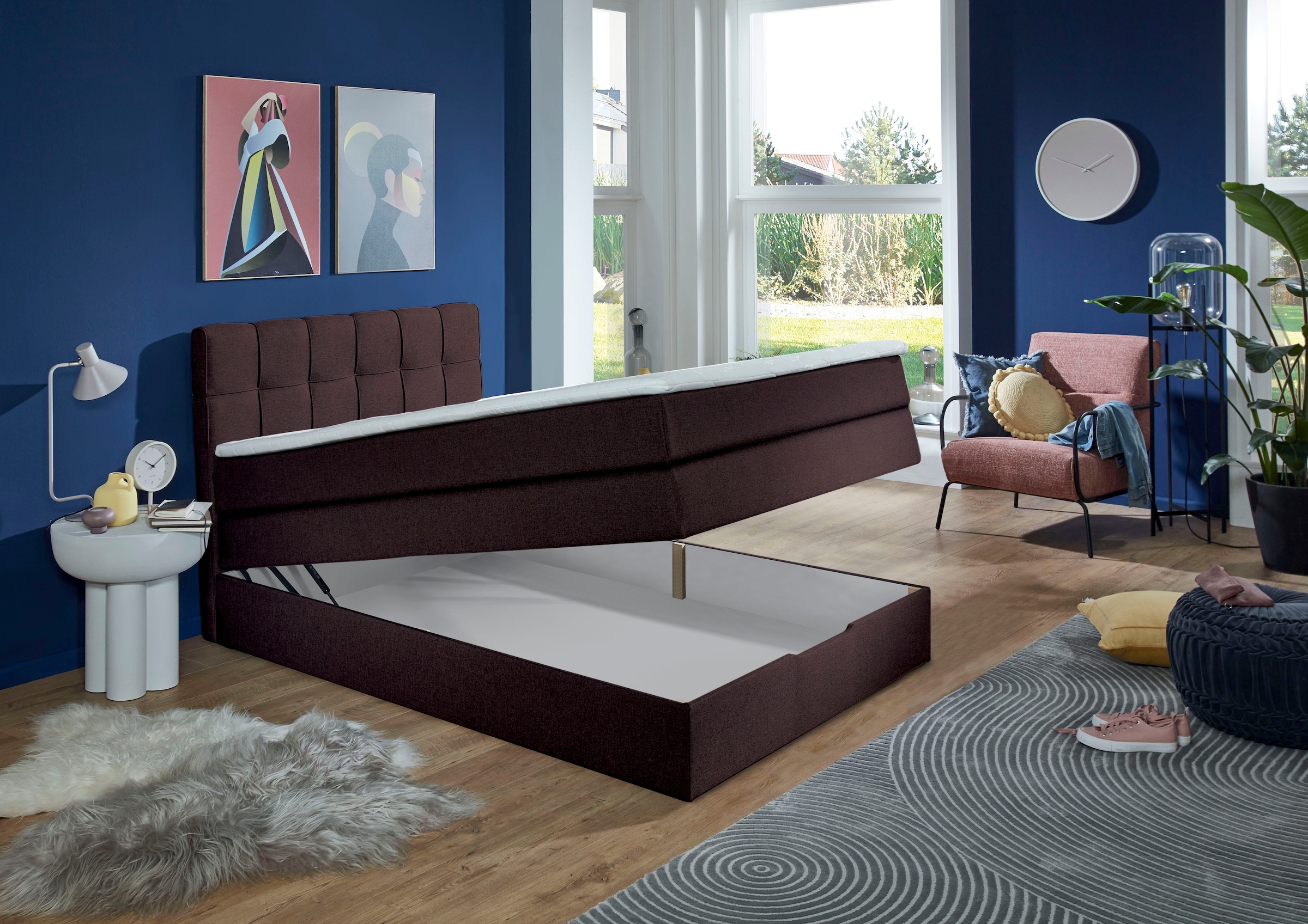 Home affaire Boxspringbett »Fornoli« inkl. Topper und Bettkasten, H3 in zwei Matratzenarten