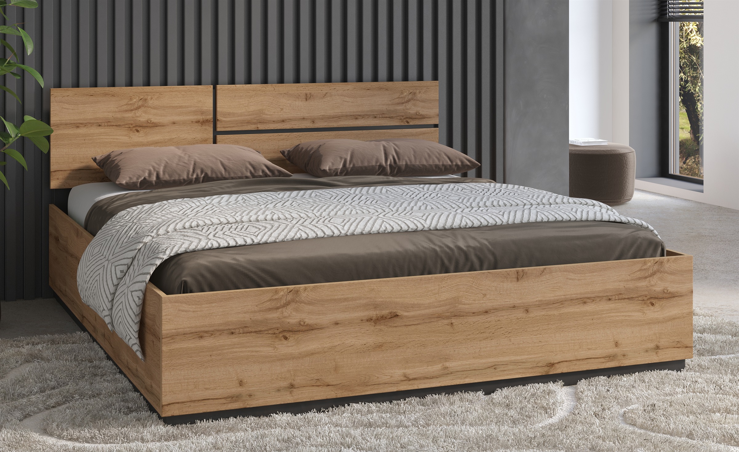 Image of GOODproduct Bett "Cross, moderner Bettrahmen" Doppelbett in zwei Grössen, stabiles Bettgestell