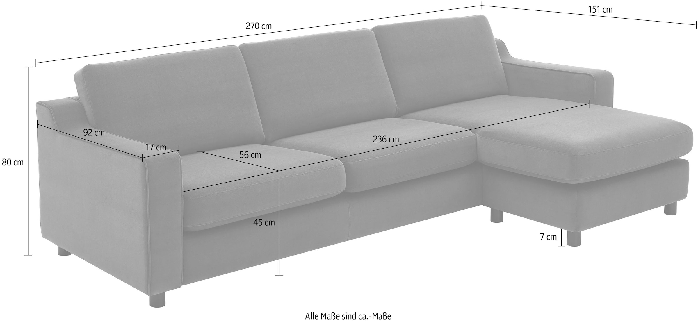 ATLANTIC home collection Ecksofa »Luka L-Form« pflegeleichter Samtvelours