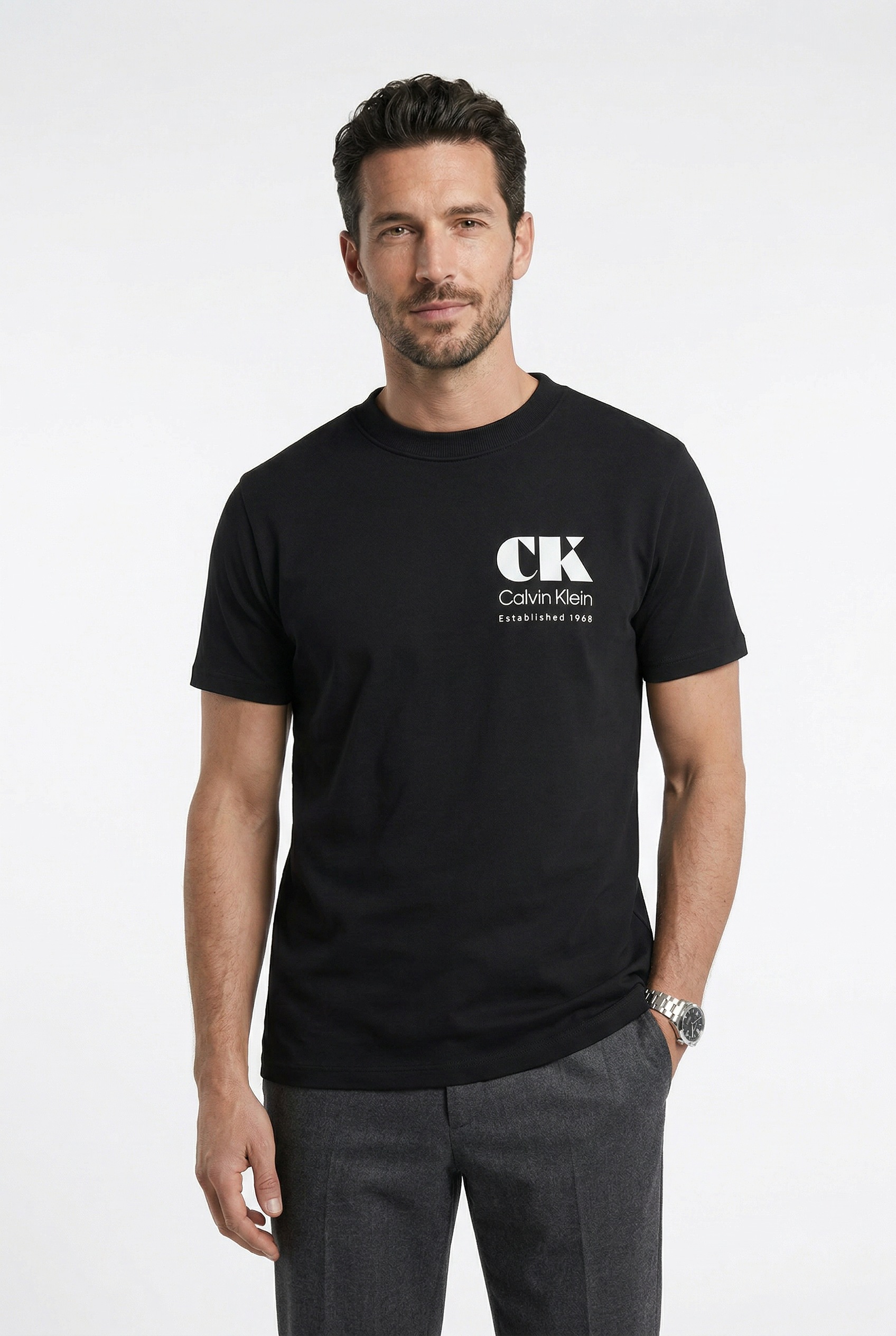 Image of Calvin Klein Jeans T-Shirt Rundhalsausschnitt, reine Baumwolle, grosser Rückendruck