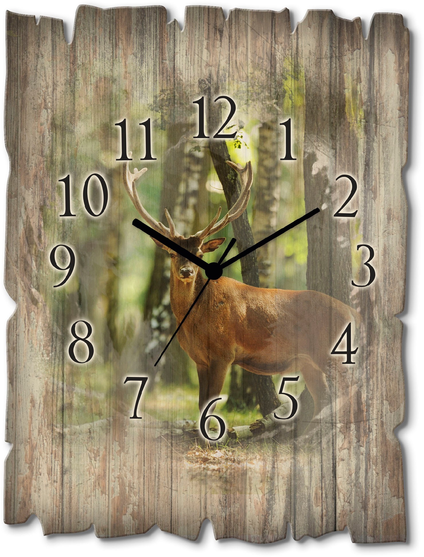 Image of Artland Wanduhr »Hirsch 4 - Wald«, lautlos, ohne Tickgeräusche, nicht tickend, geräuschlos - wählbar: Funkuhr o. Quarzuhr, moderne Uhr für Wohnzimmer, Küche etc. - Stil: modern bei Ackermann Versand Schweiz