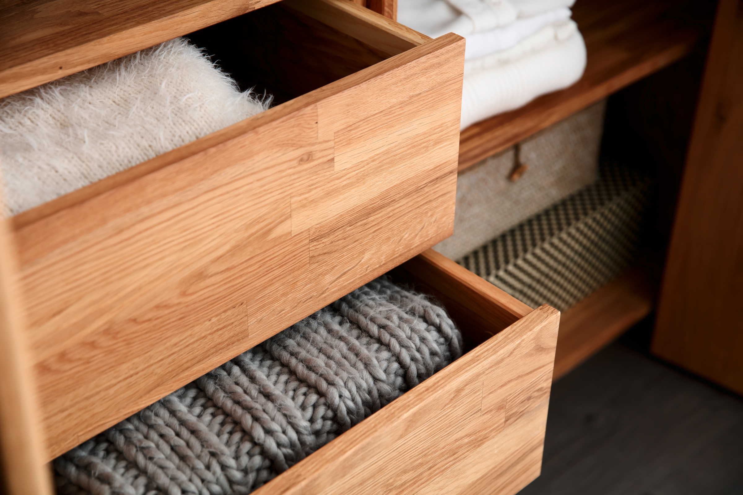 Home affaire Schubladeneinsatz »Huven, Stauraum, Aufbewahrung, 3 Schubkasten« Massiv Eiche, viel Stauraum