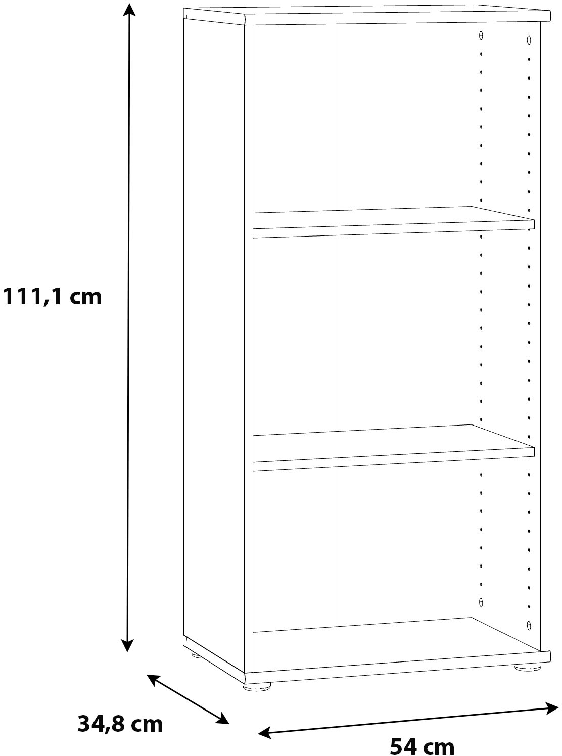 FORTE Regal »Tempra, Mehrzweckregal schmal, Höhe 111,1cm, 2 Ablageböden« Breite 54 cm
