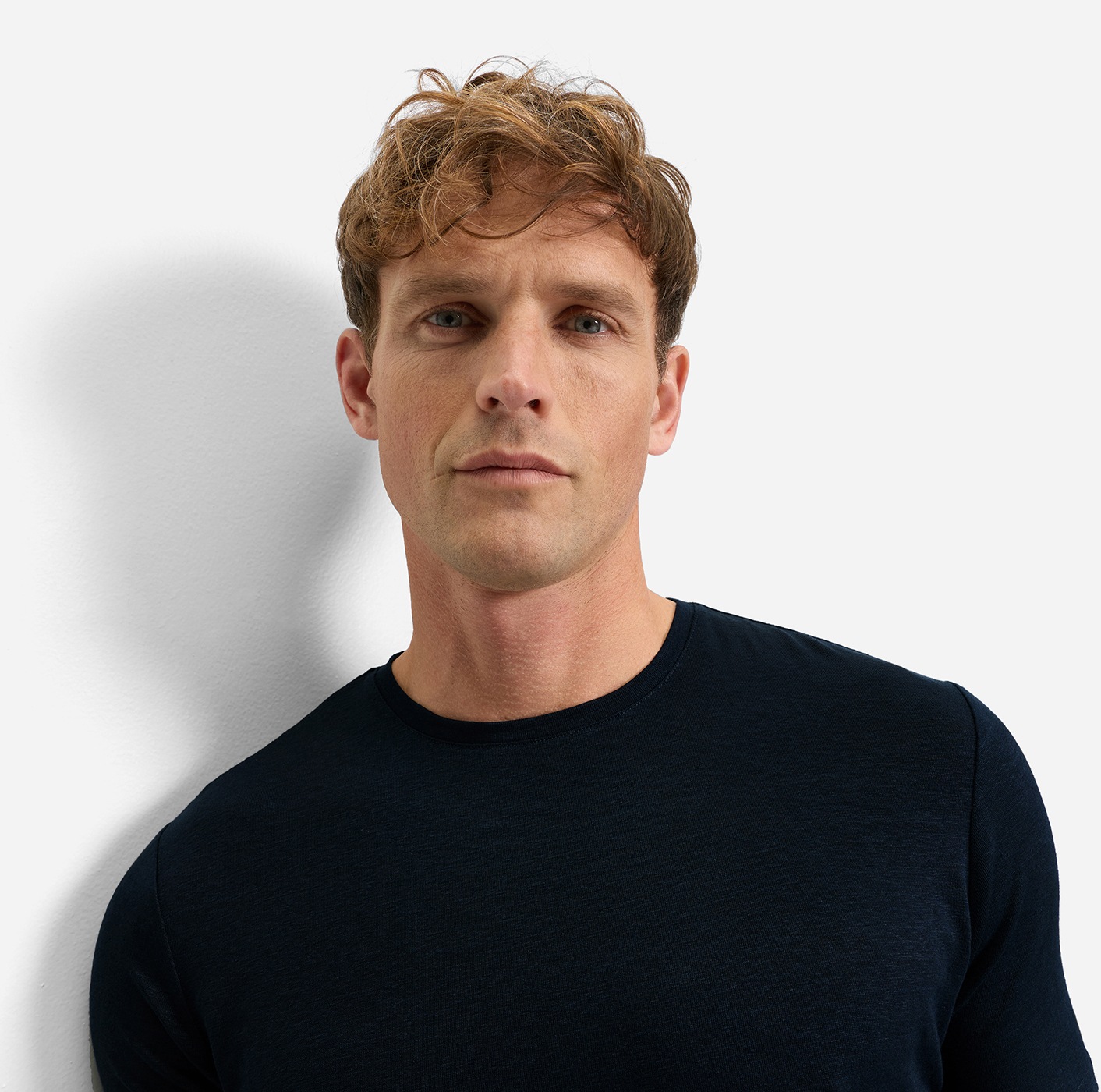 OLYMP Shirt à col rond aus Leinen