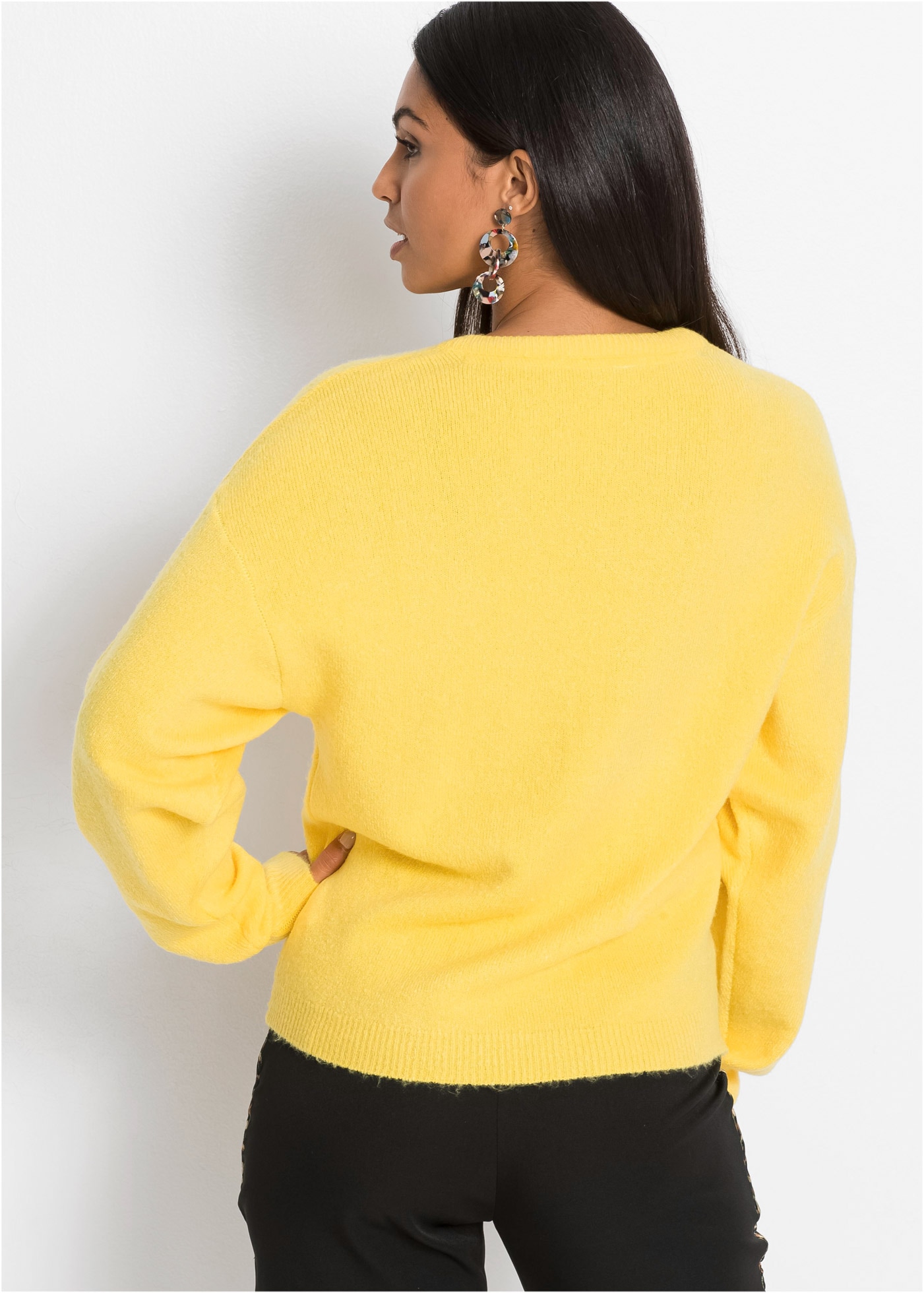 bonprix Strickpullover »Oversize-Strick-Pullover« aus weichem Material, mit V-Ausschnitt, Oversize-Passform