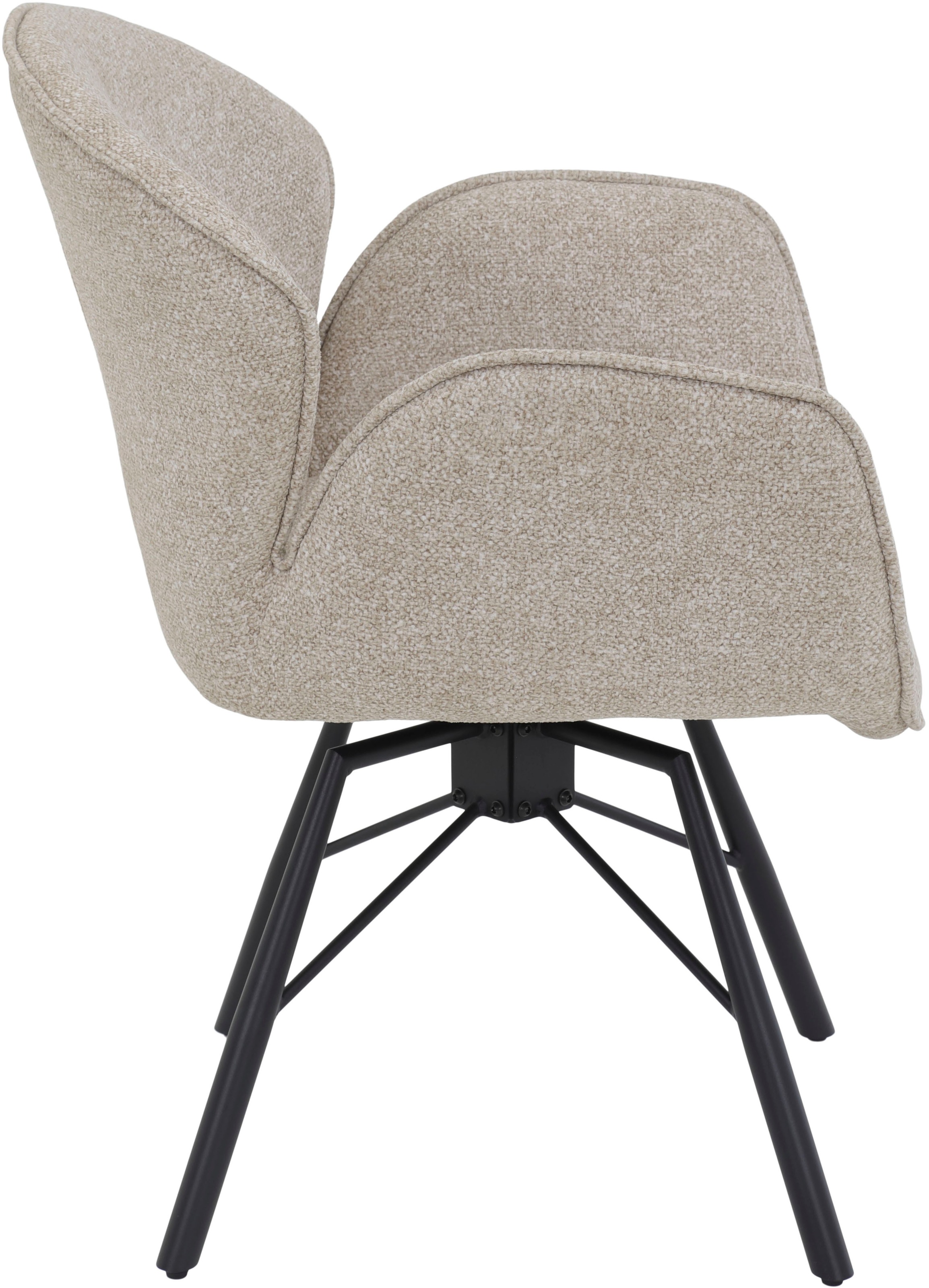 HELA 4-Fussstuhl »BRISTOL, Armlehnen Stuhl, Sessel, Esszimmerstuhl«, (Set), 2 St., Microfaser-Bouclé, 360° drehbar mit Auto-Return,gepolstert,Boucléoptik,Armlehnen