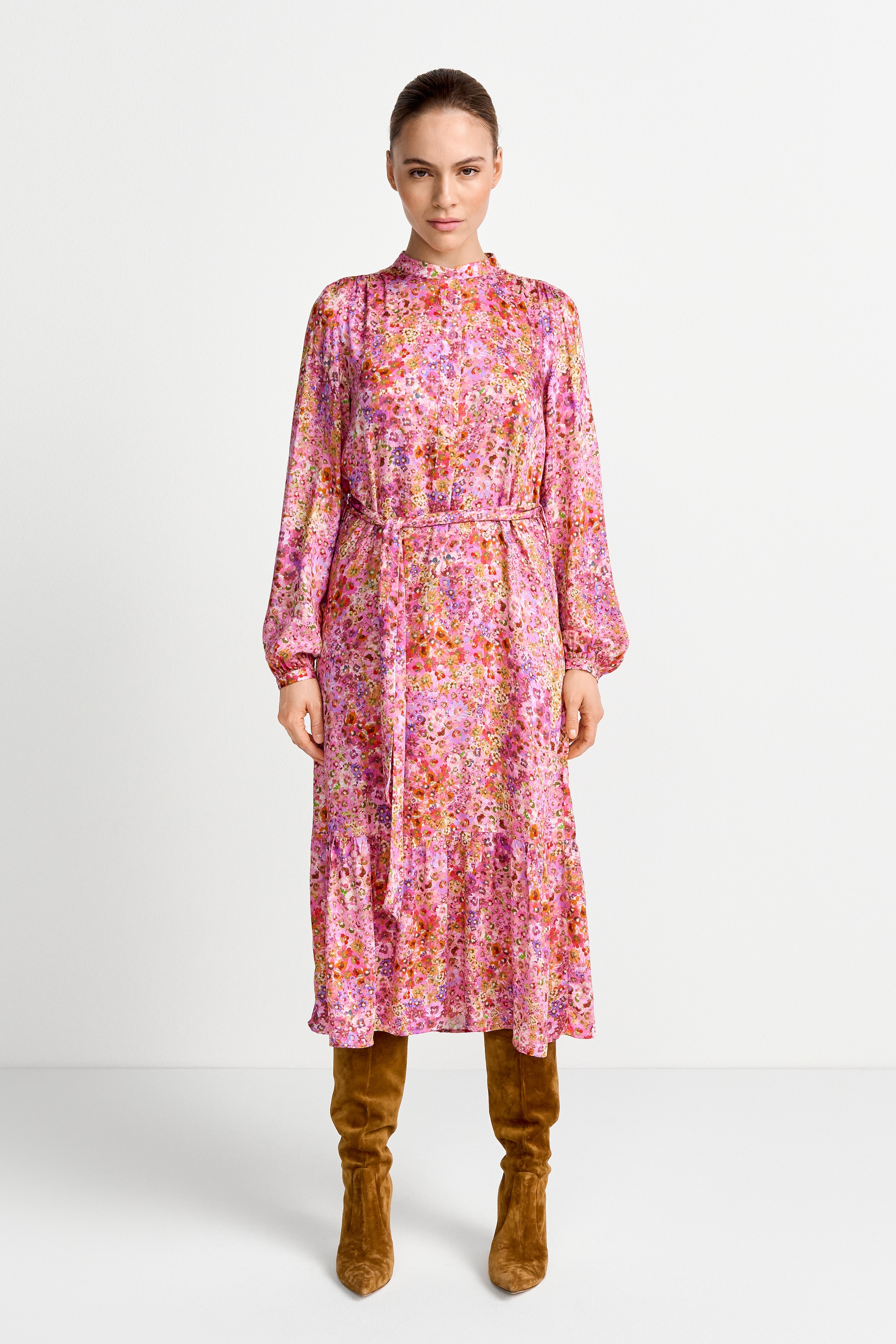 Image of RICHROYAL Druckkleid Blusenkleid mit breitem Bindegürtel, aus Viskose