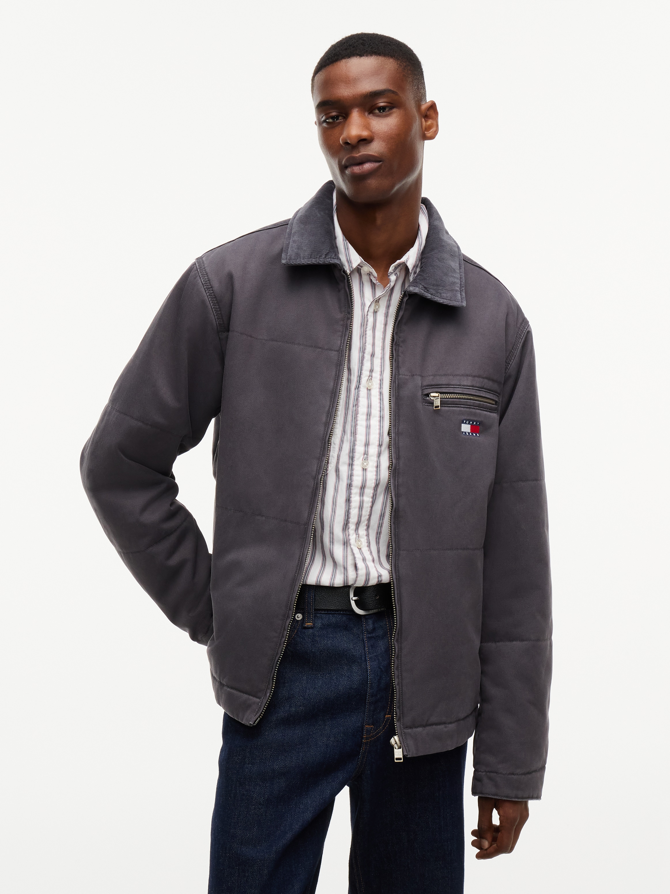 Image of Tommy Jeans Anorak "QUILTED COTTON JACKET" ohne Kapuze Regular fit mit Reissverschlusstaschen