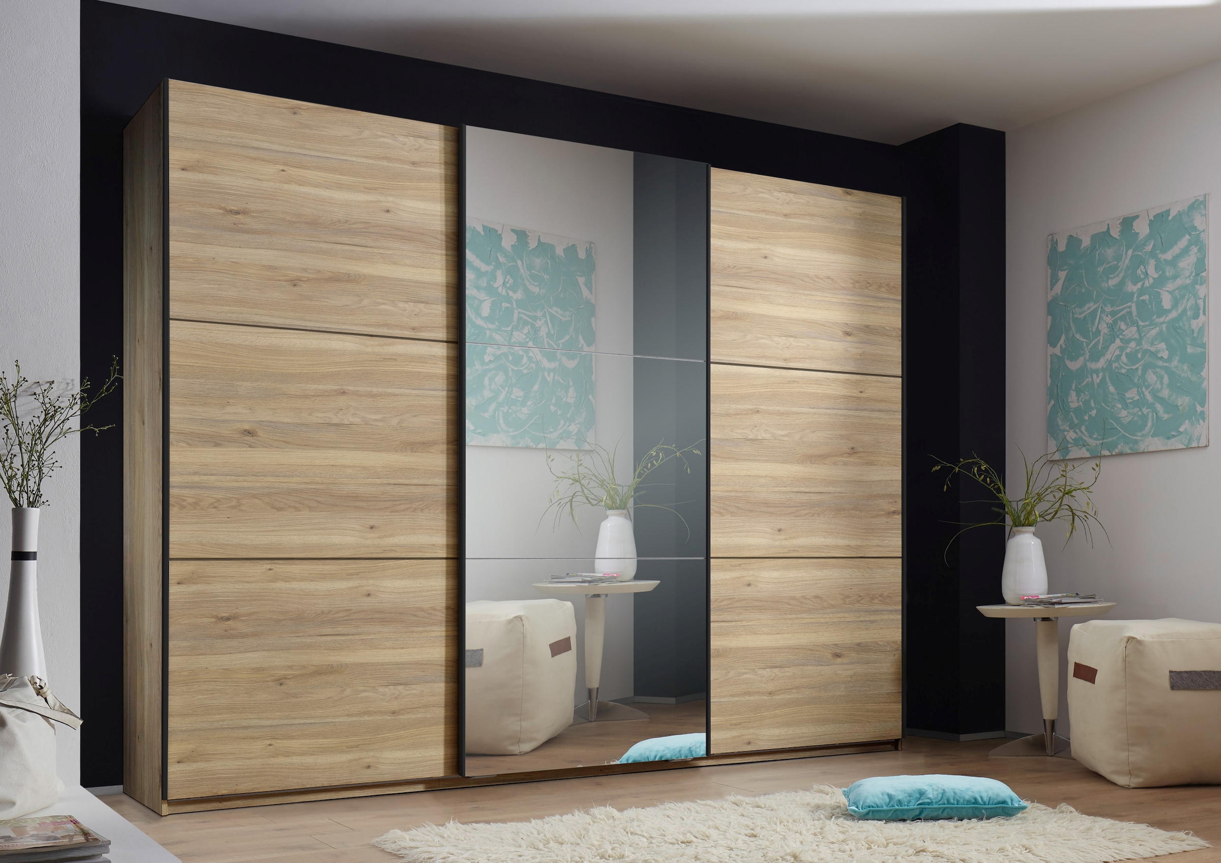 Schlafkontor Armoire à portes coulissantes »Bravo Kleiderschrank, Schiebetürenschrank« mit Spiegeltür, wahlweise mit Zubehör