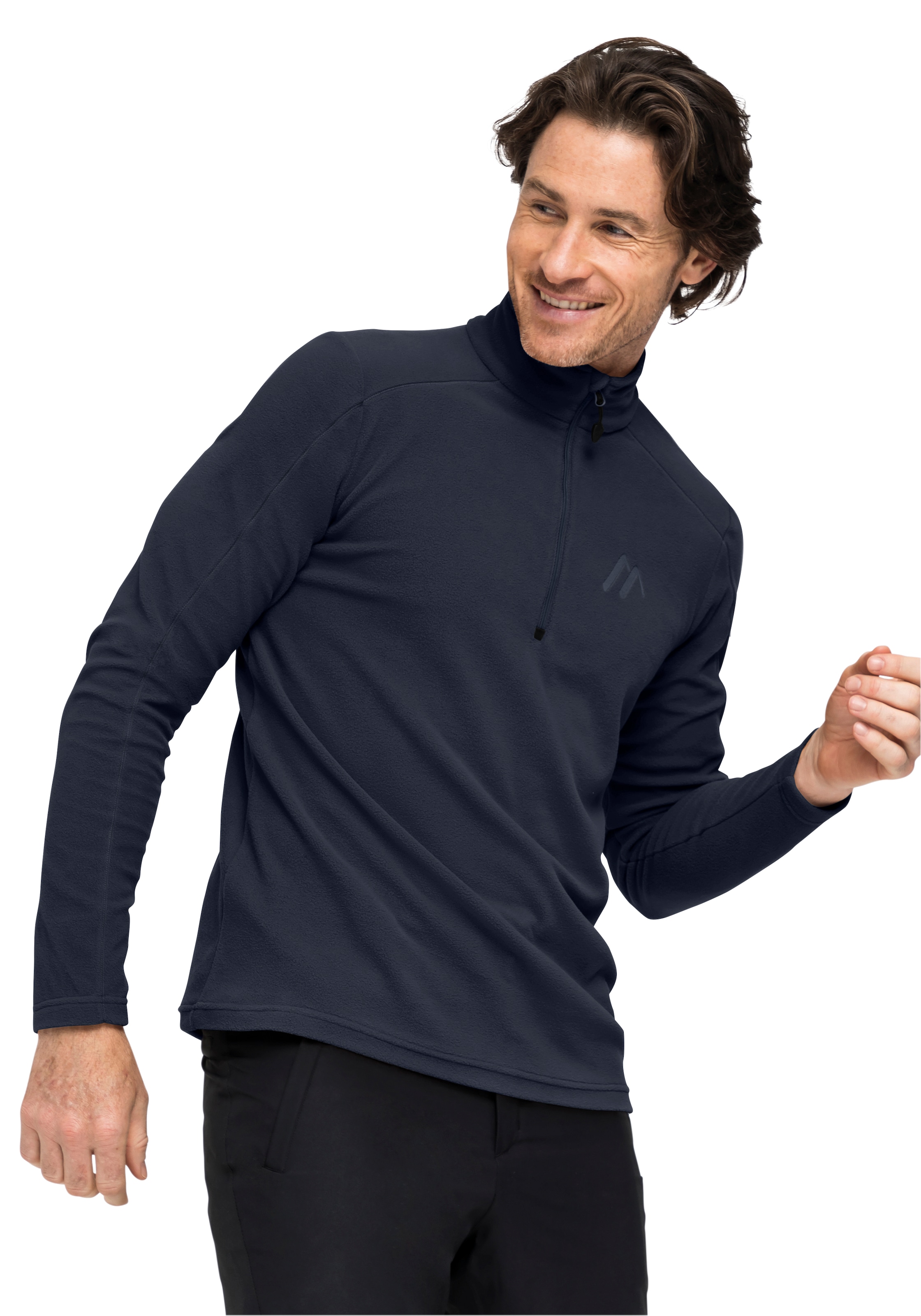 Maier Sports Pull en polaire »Dennis«, polaire homme, couche intermédiaire fonctionnelle, demi-zip, coupe régulière

